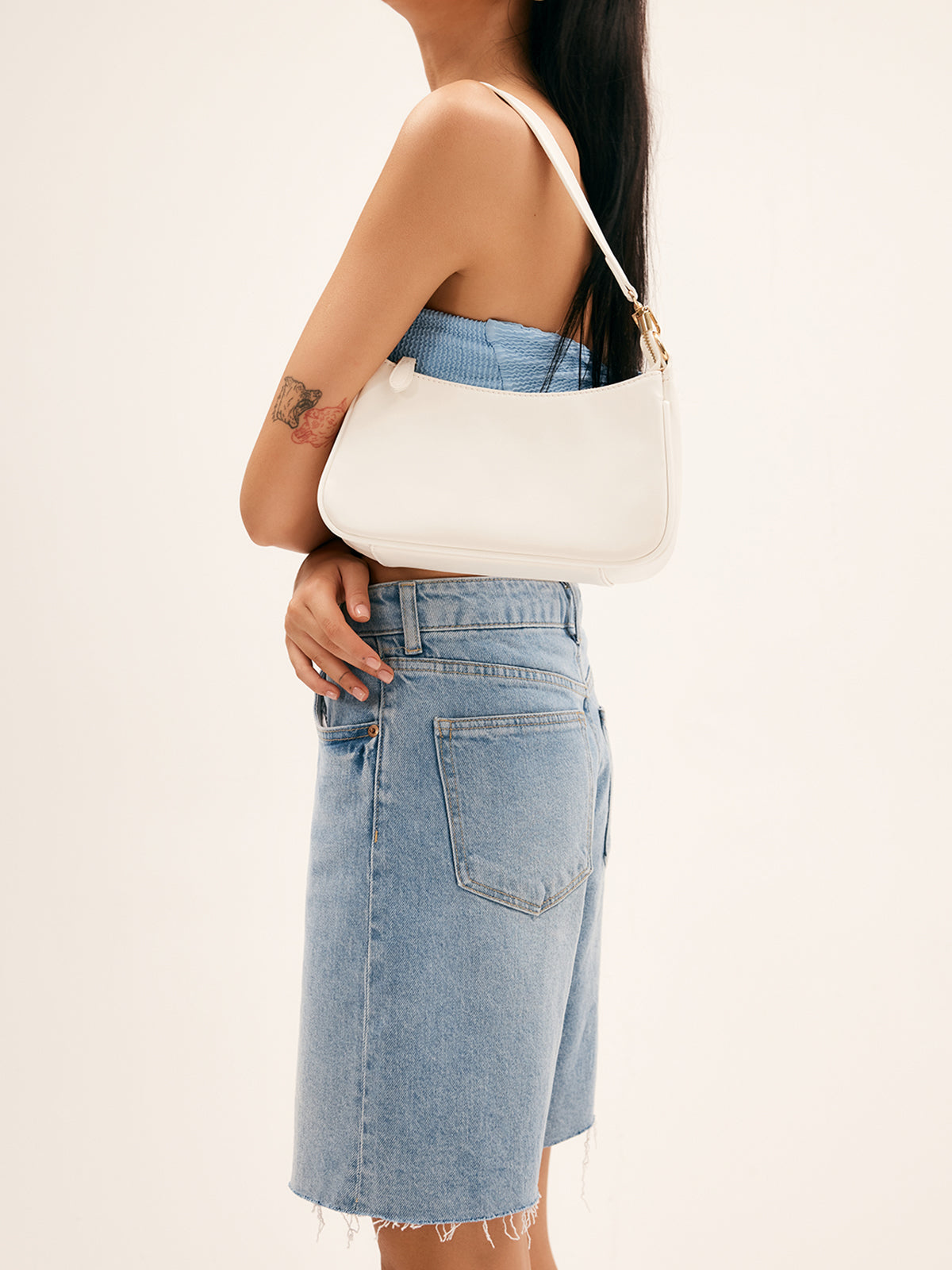 Minimalist Zipper Up Shoulder Bag-Chicvia