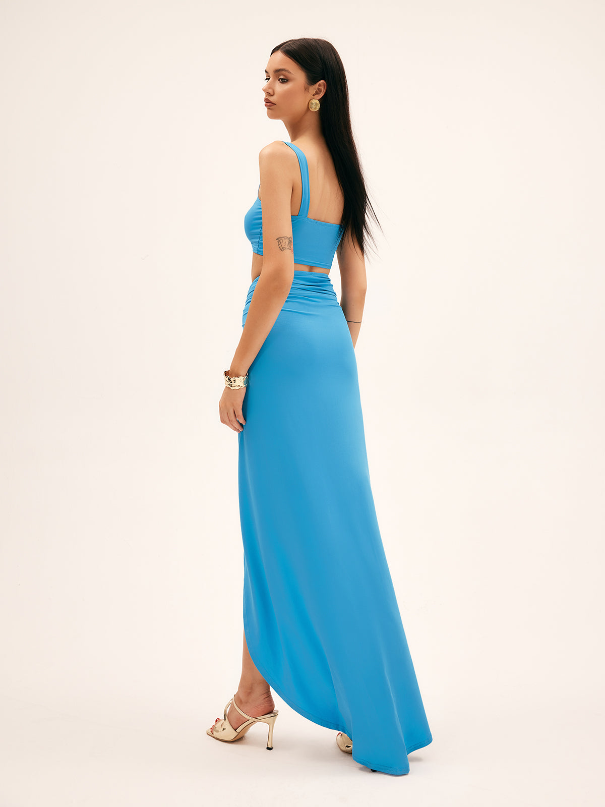 Metal Decor Split Split Skirt Set-Chicvia