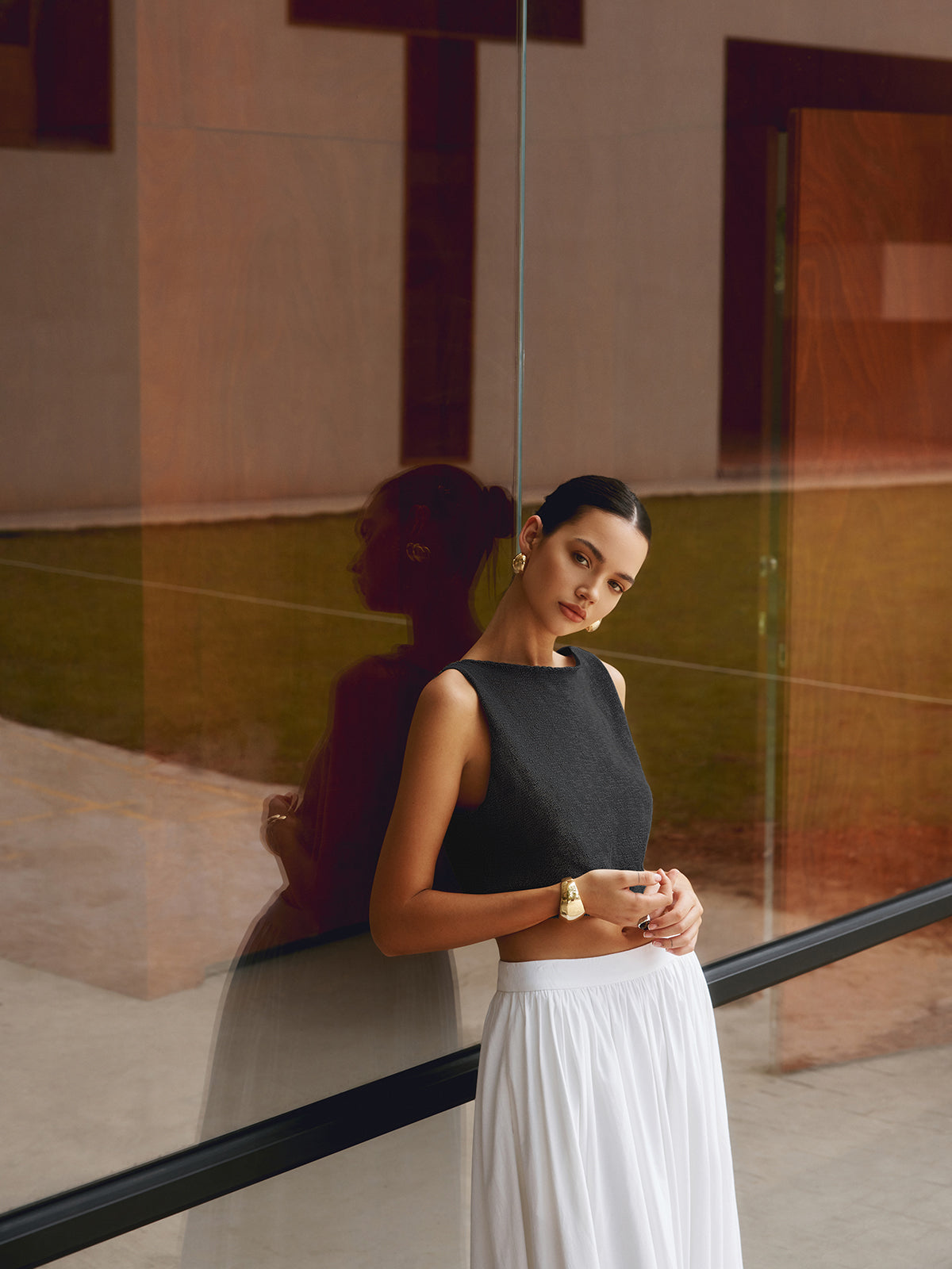 Cotton Blends Crop Tank Top-Chicvia