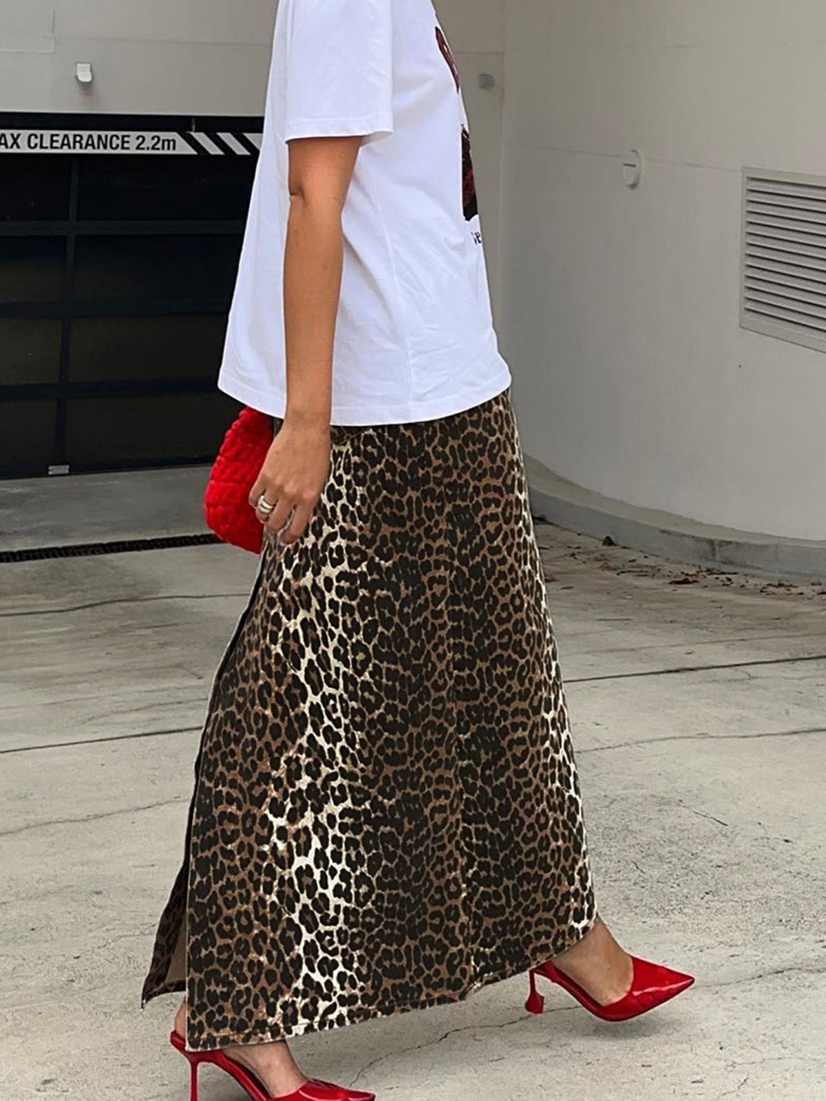 Cotton Leopard Print Split Midi Dress-Chicvia