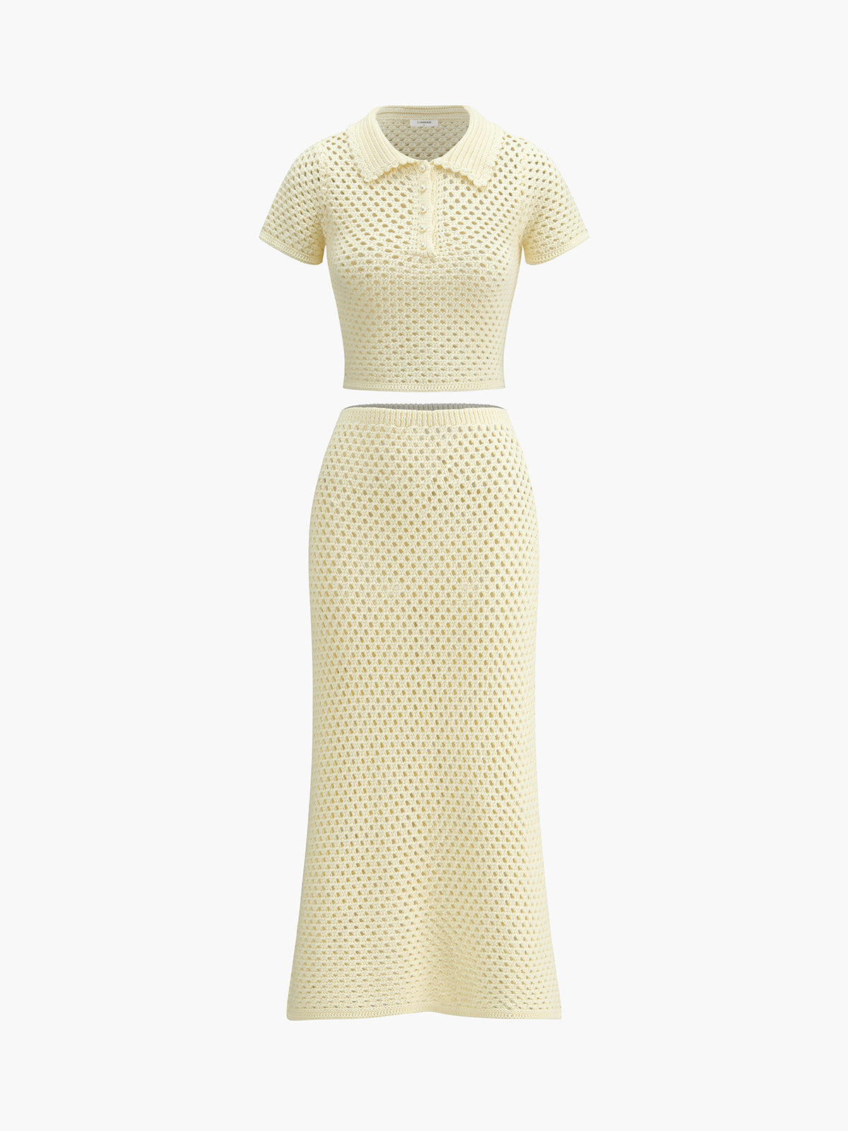 Knitted Beaded Midi Skirt Set-Chicvia