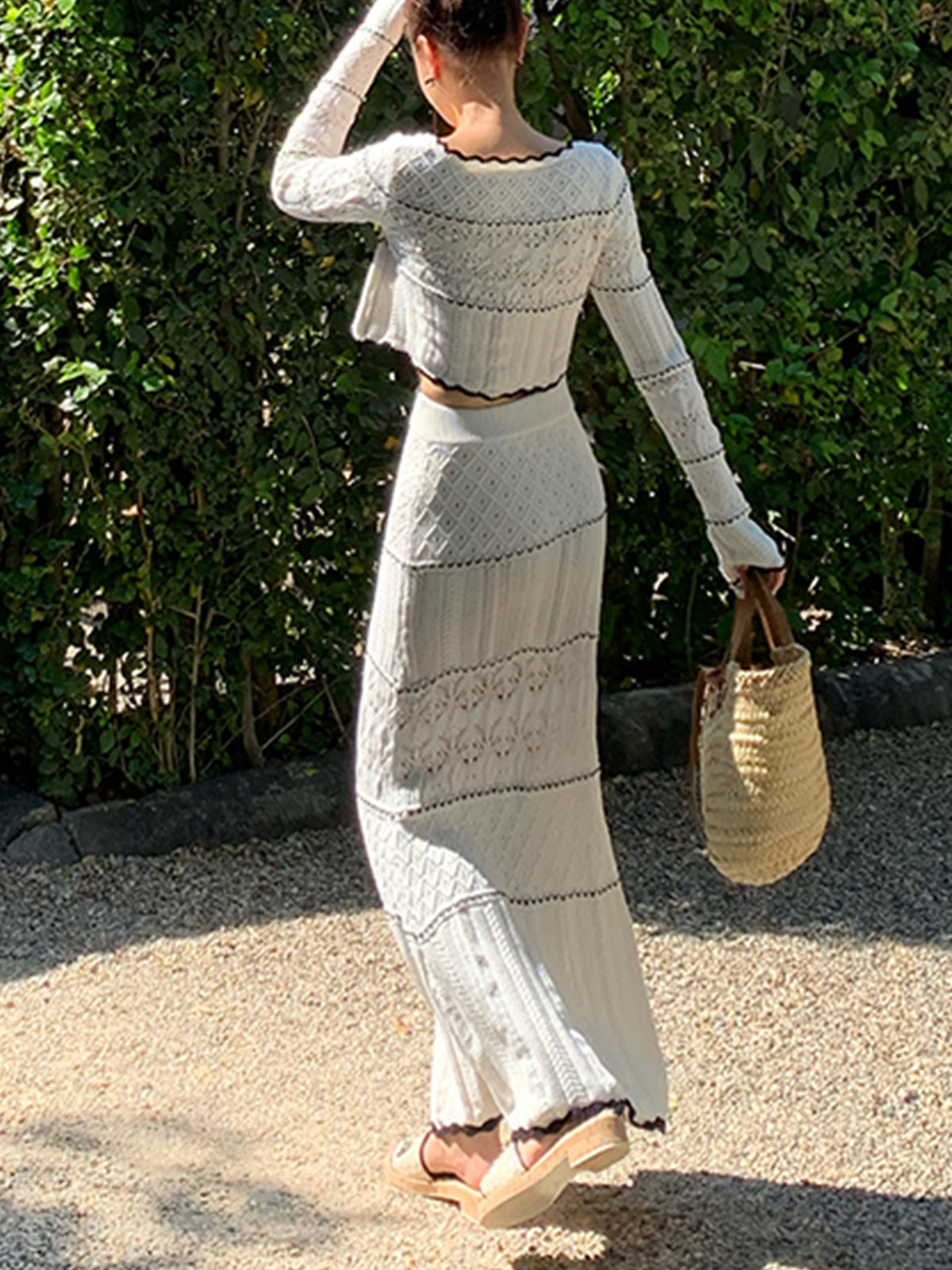 Contrast Binding Knit Cardigan-Chicvia