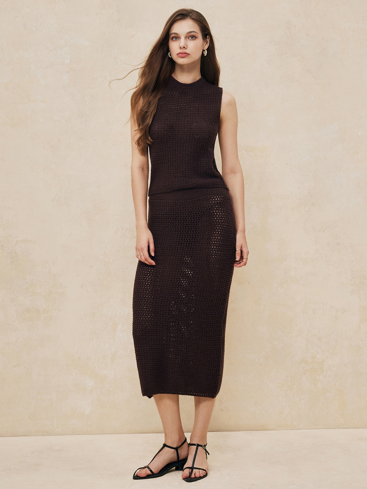 Casual Solid Sweater Skirt-Chicvia