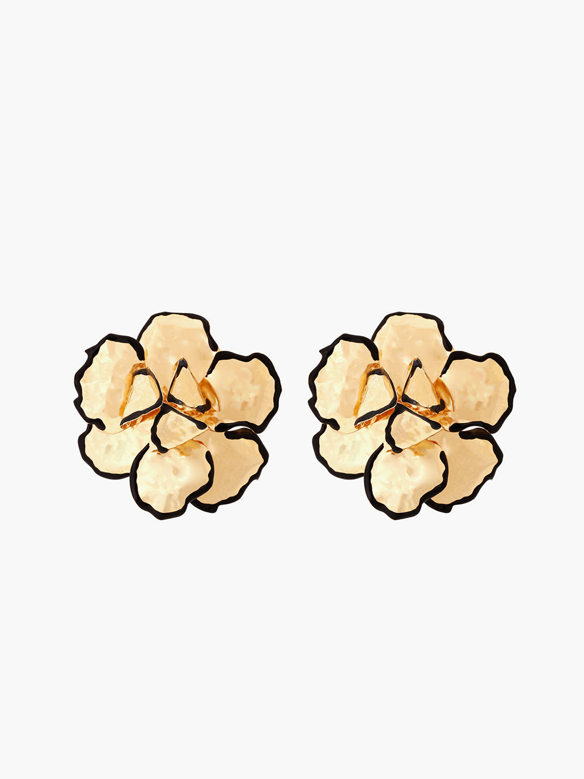 Contrast Trim Floral Earrings-Chicvia