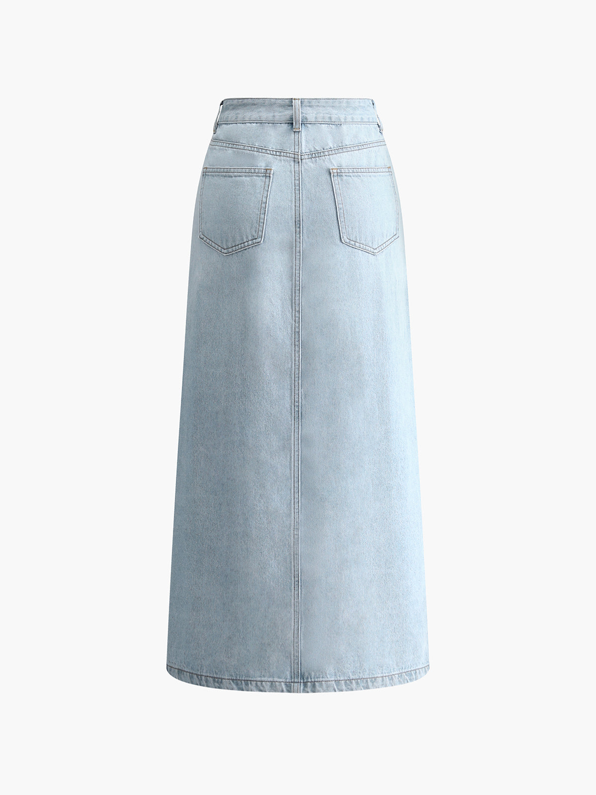 Cotton Split Denim Skirt-Chicvia