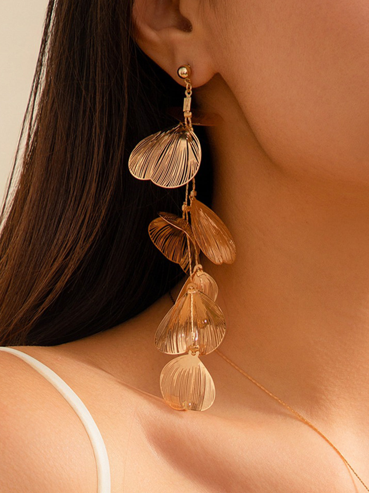 Ginkgo Leaves Long Dangle Earrings-Chicvia