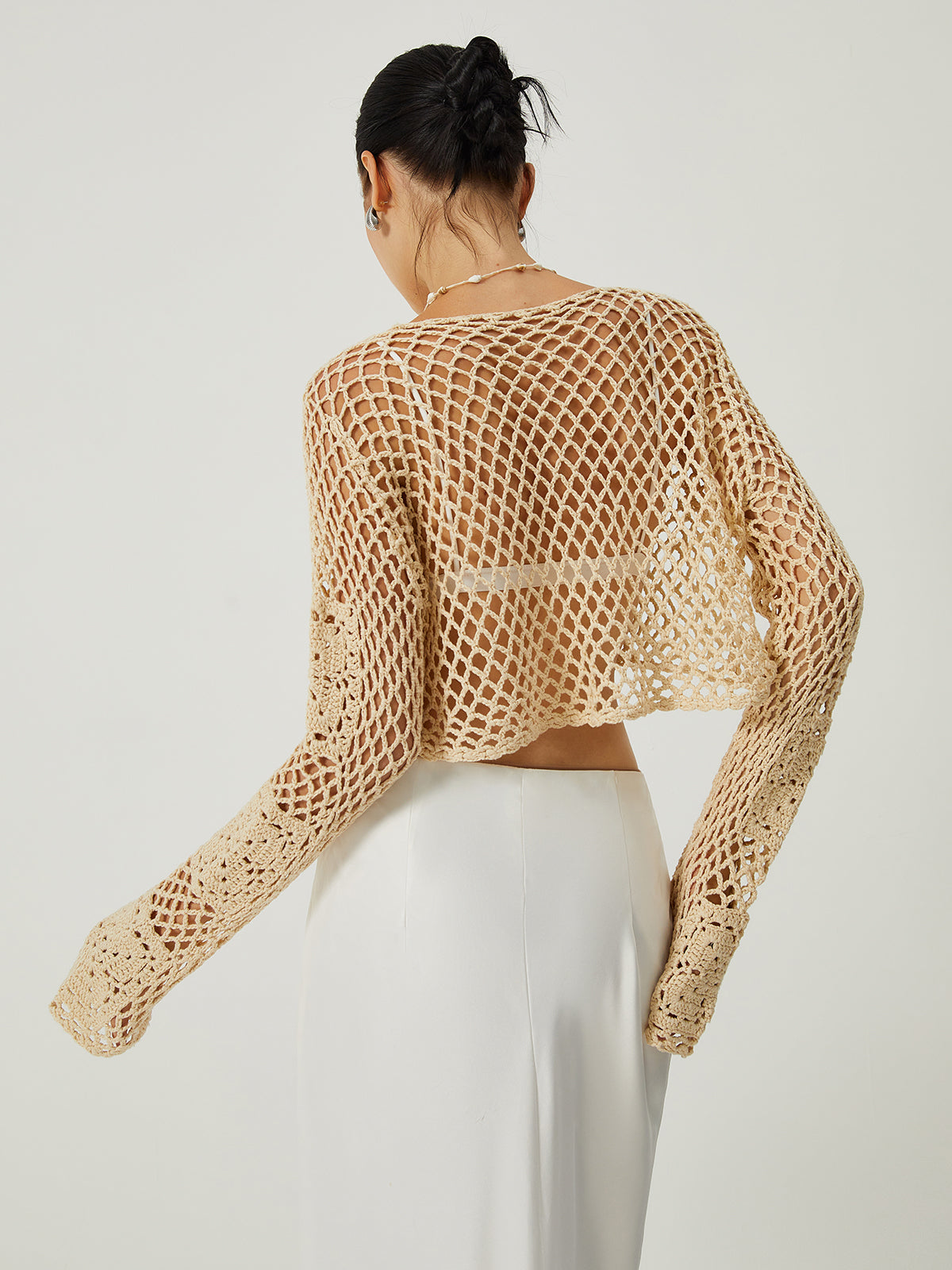 Hollow Knotted Knit Outerwear-Chicvia