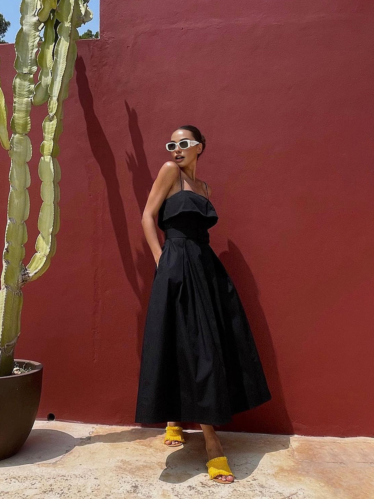 Casual Belted Cami Long Dress-Chicvia