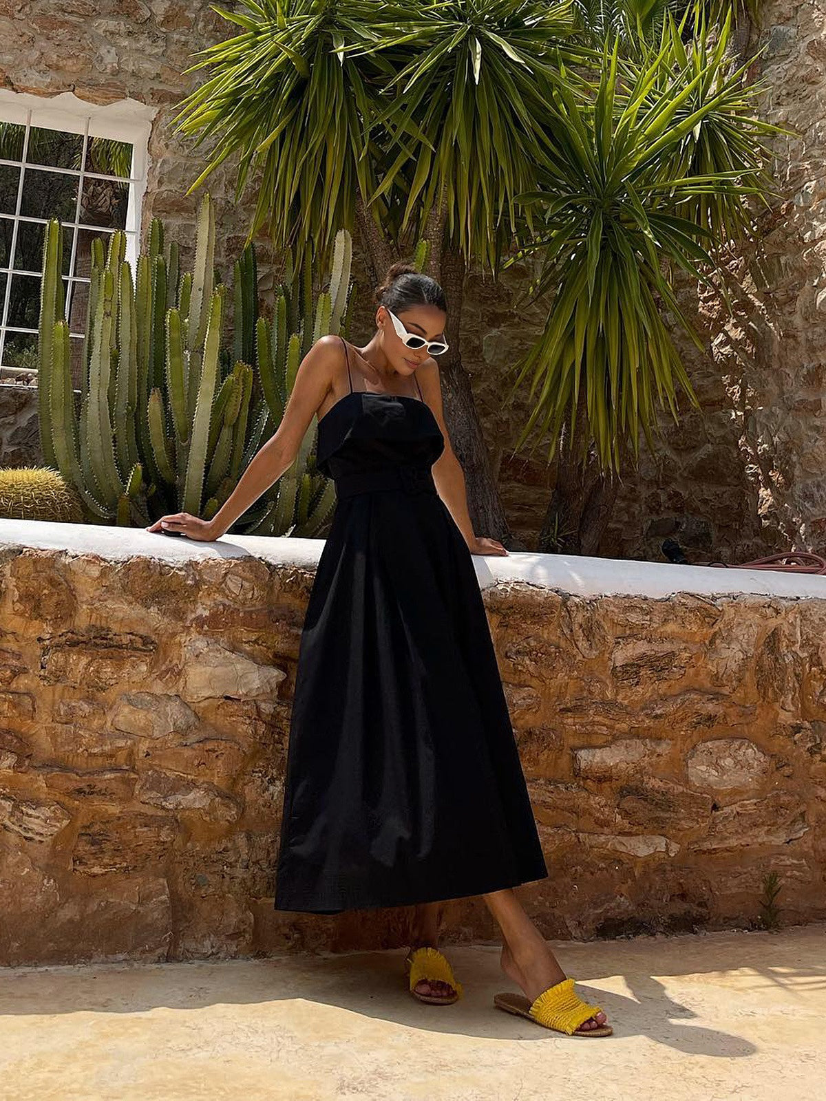 Casual Belted Cami Long Dress-Chicvia