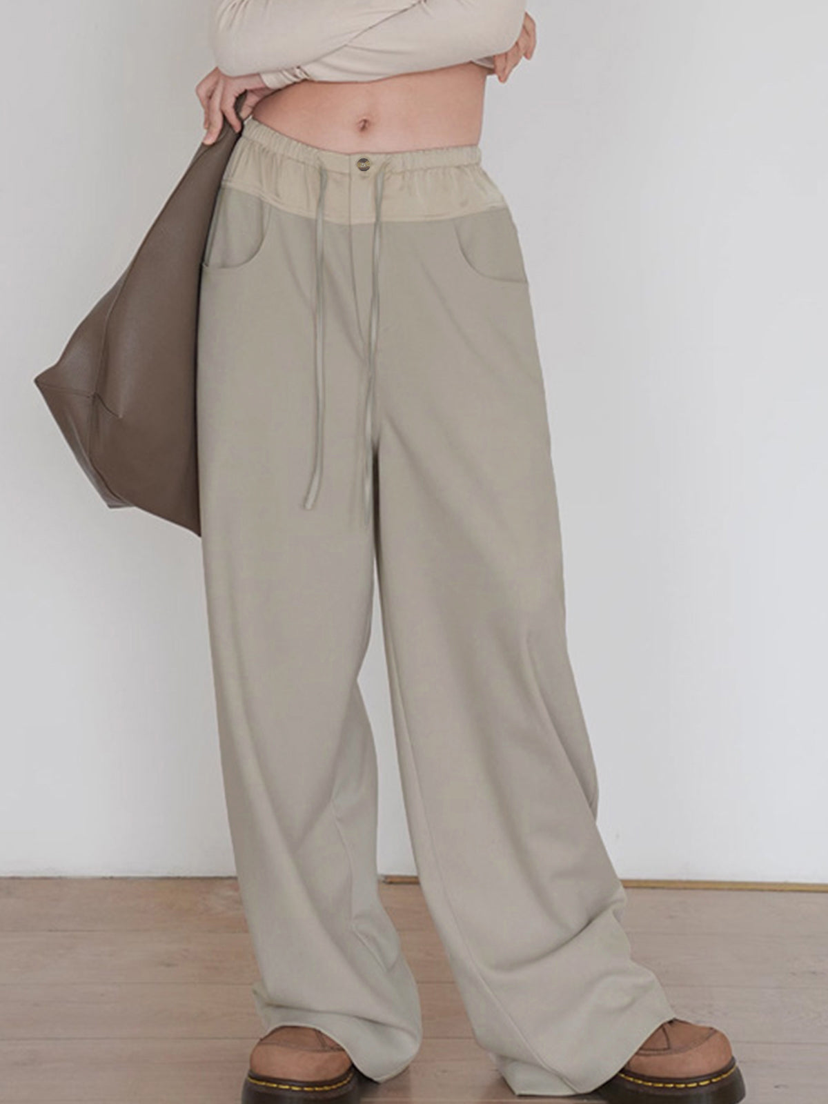 Knotted Wide Leg Pants-Chicvia