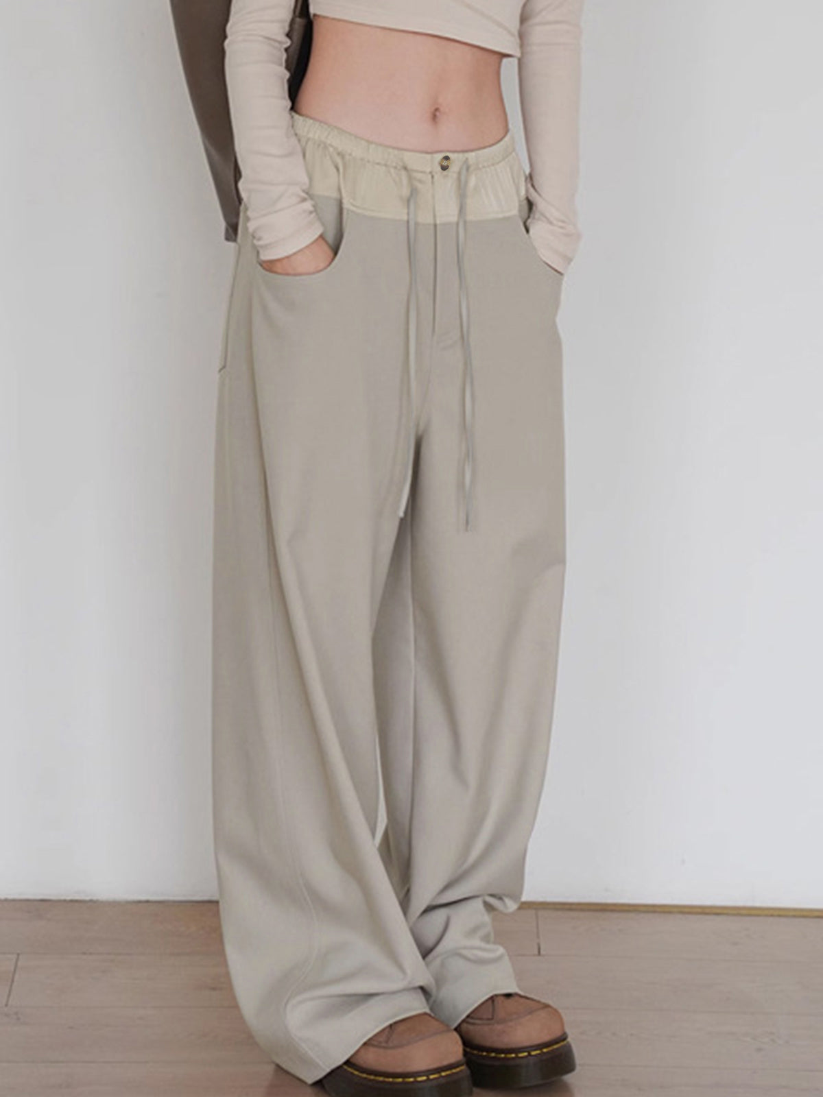 Knotted Wide Leg Pants-Chicvia