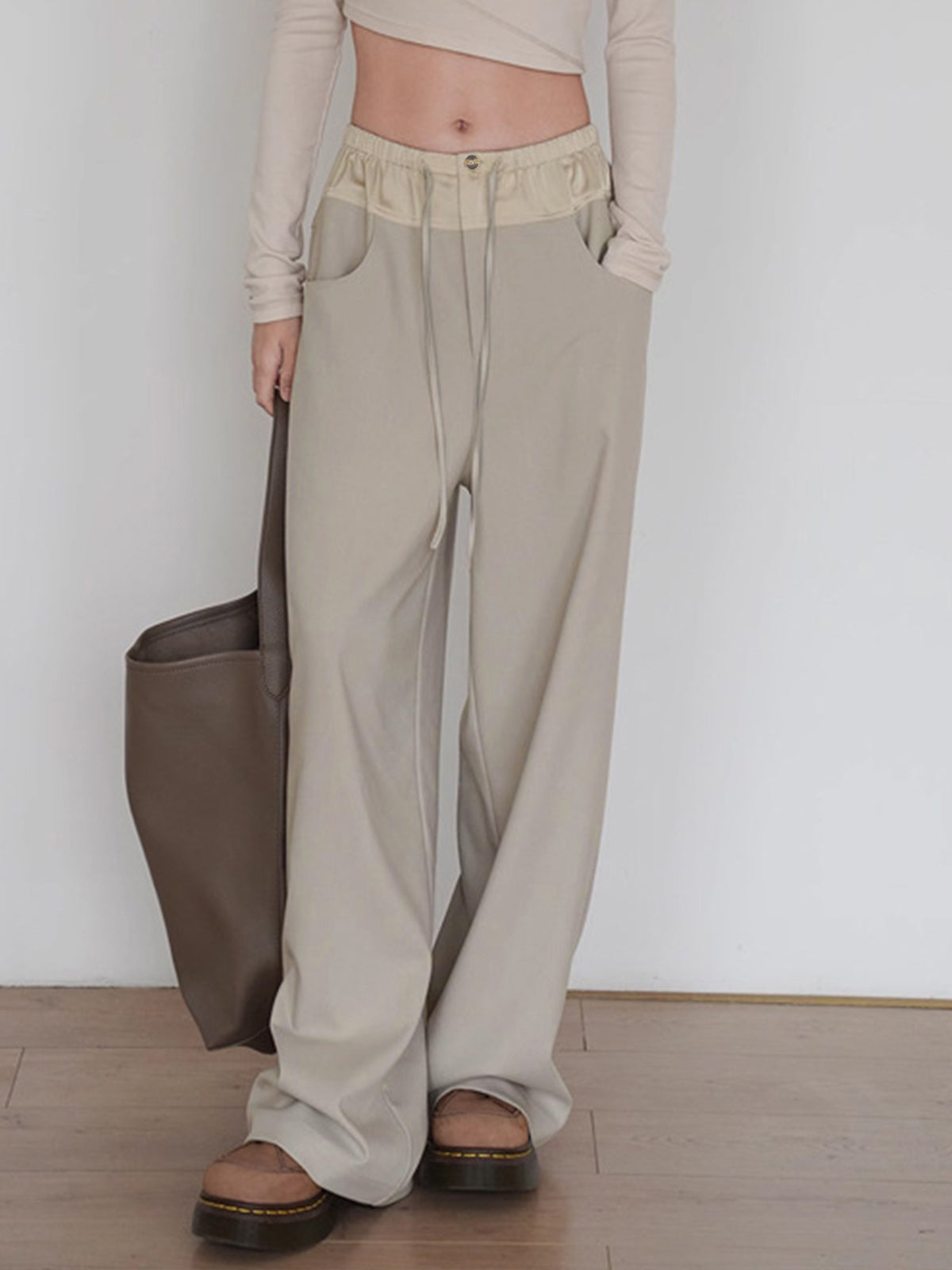 Knotted Wide Leg Pants-Chicvia