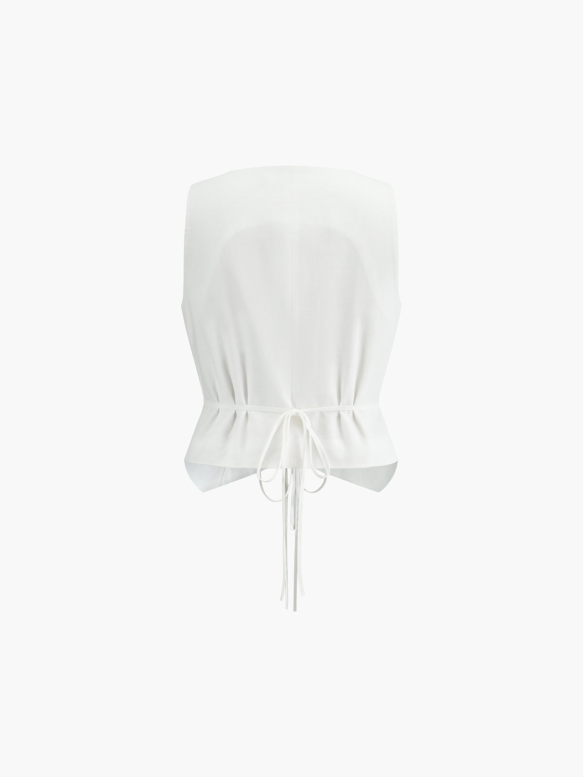 Cotton & Linen Tie-Detail Vest-Chicvia