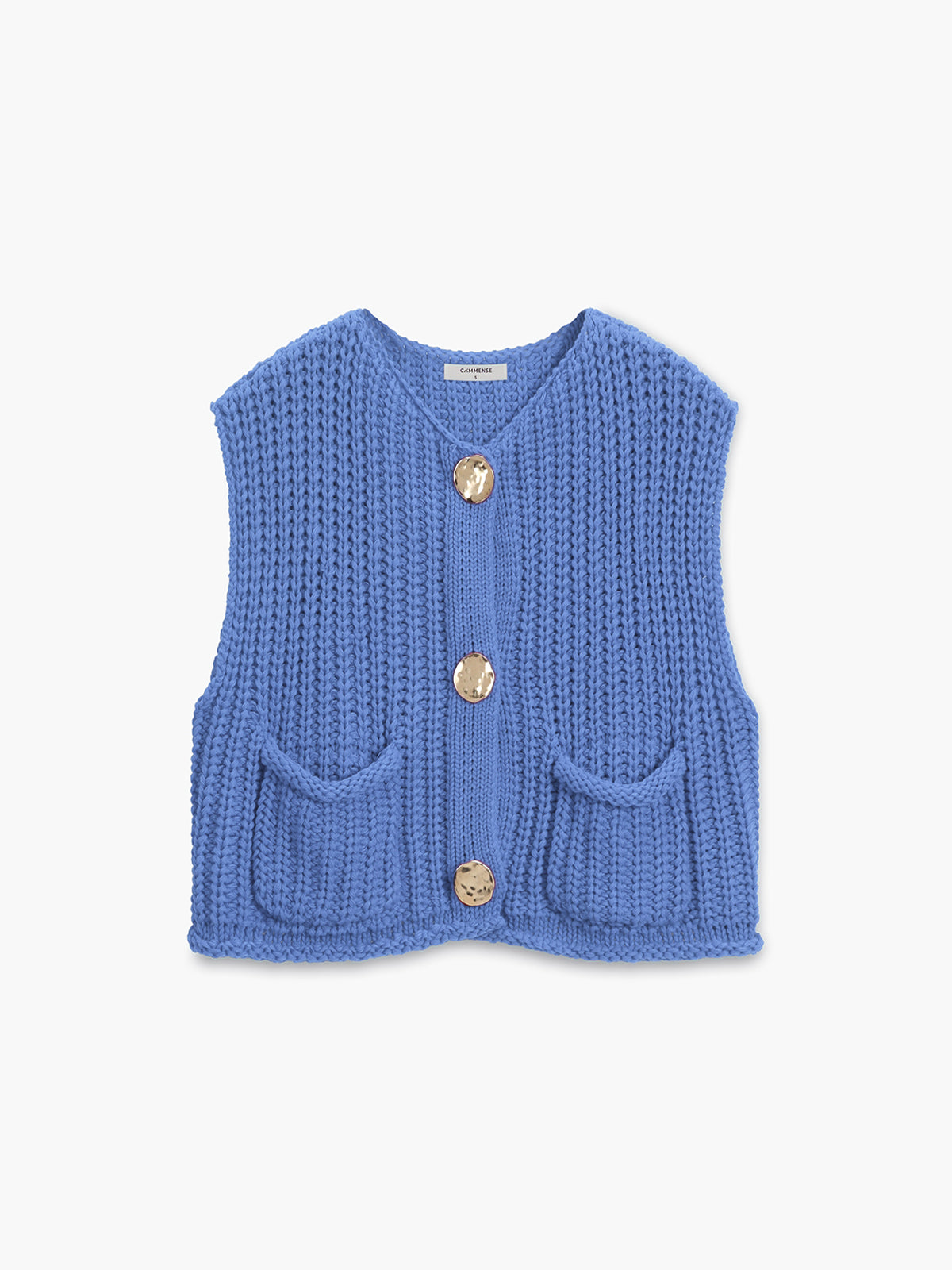 Crochet Button-Front Sweater Vest-Chicvia