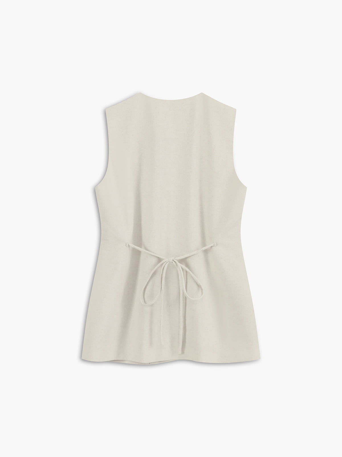 Cotton & Linen Button-Front Vest-Chicvia