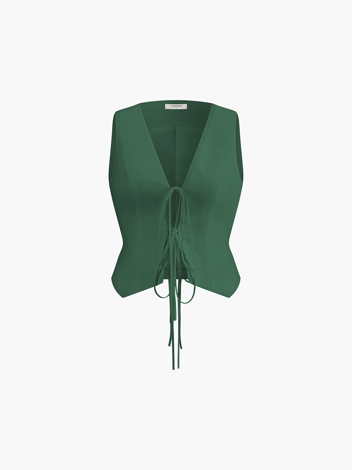 Cotton & Linen Tie-Detail Vest-Chicvia