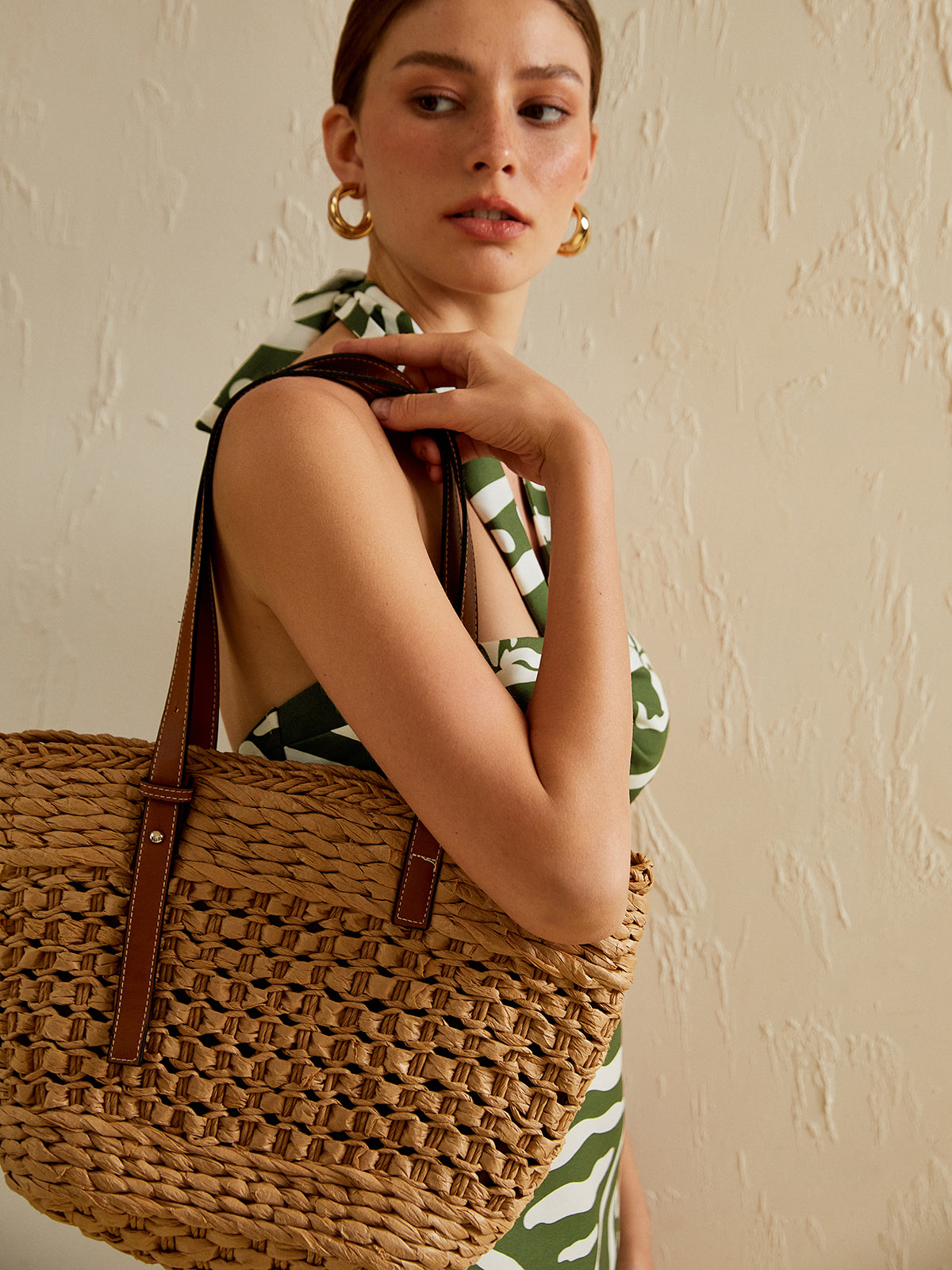 Large Capacity Beach Tote Basket Bag-Chicvia