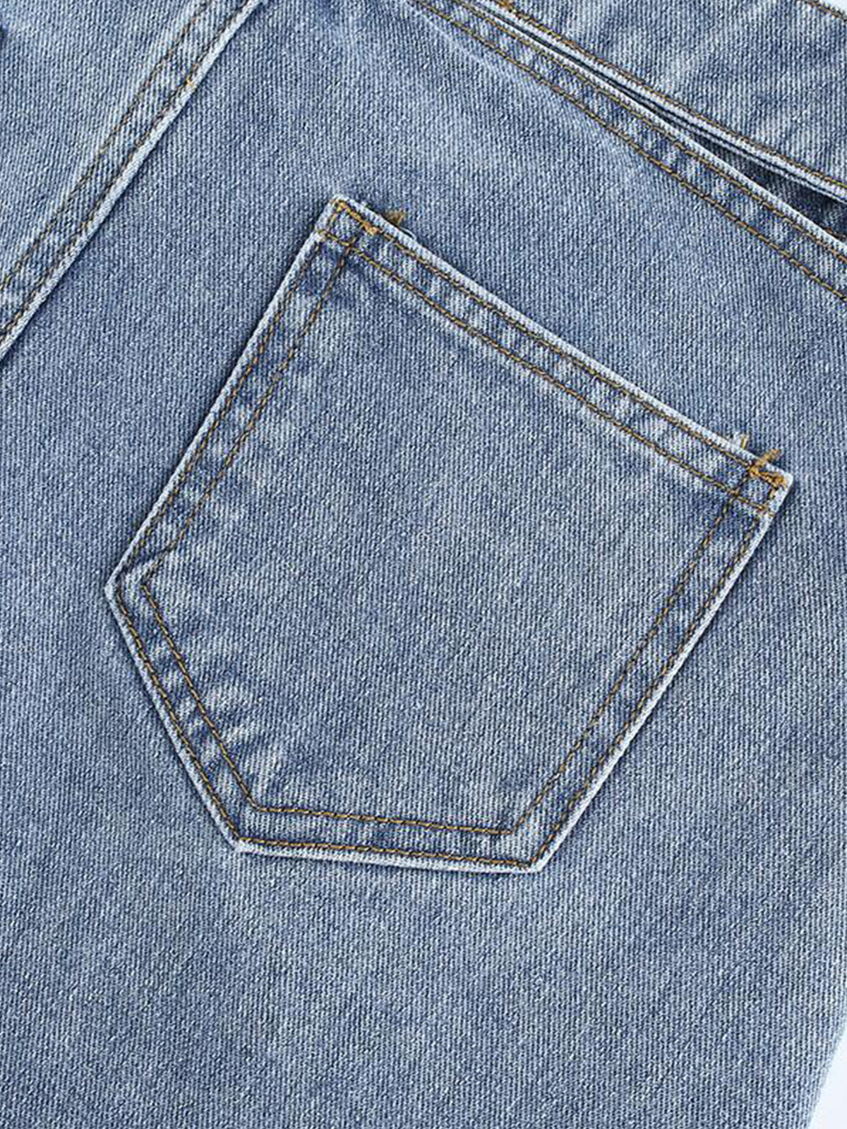 Denim High Waist Cut Out Short Skirt-Chicvia