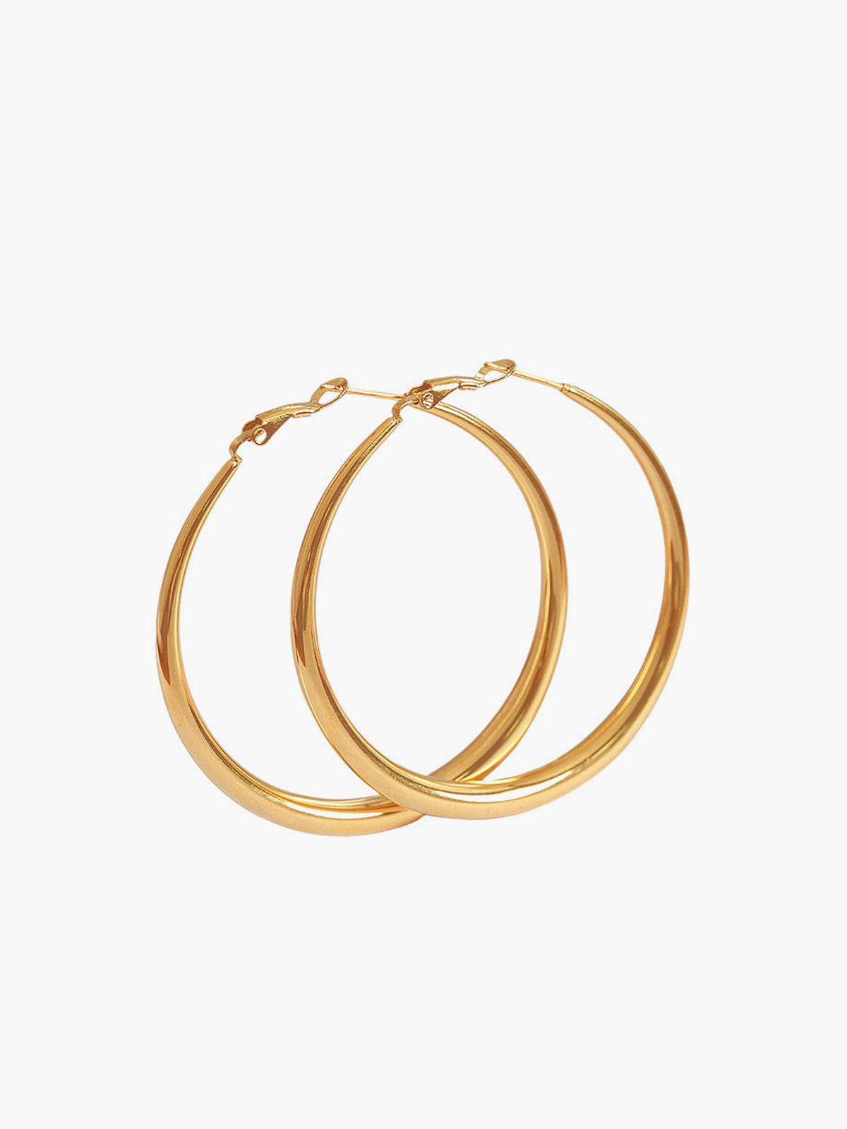 Large Classic Hoop Gold Earrings-Chicvia