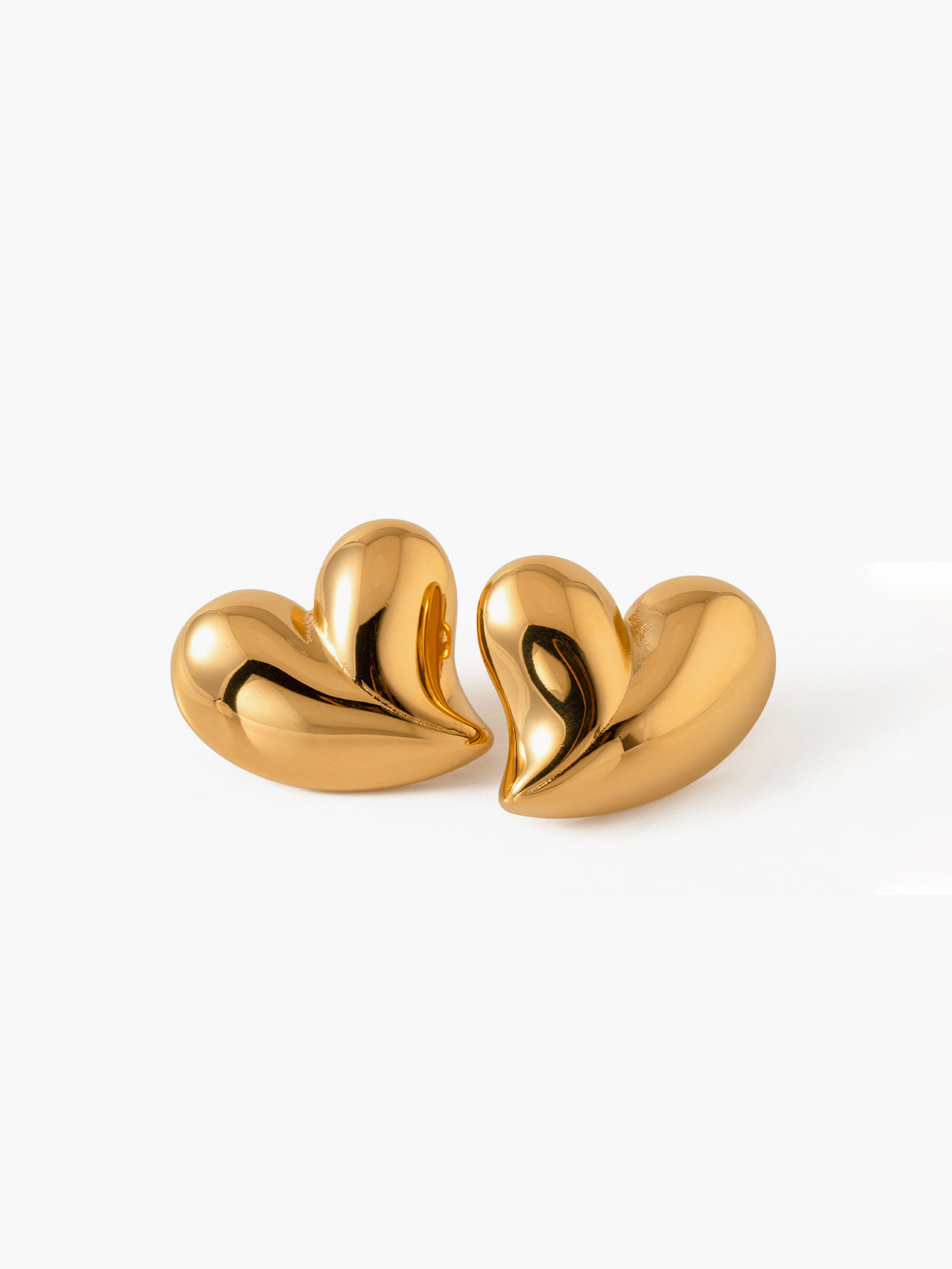 Oversize Heart Gold Earrings-Chicvia
