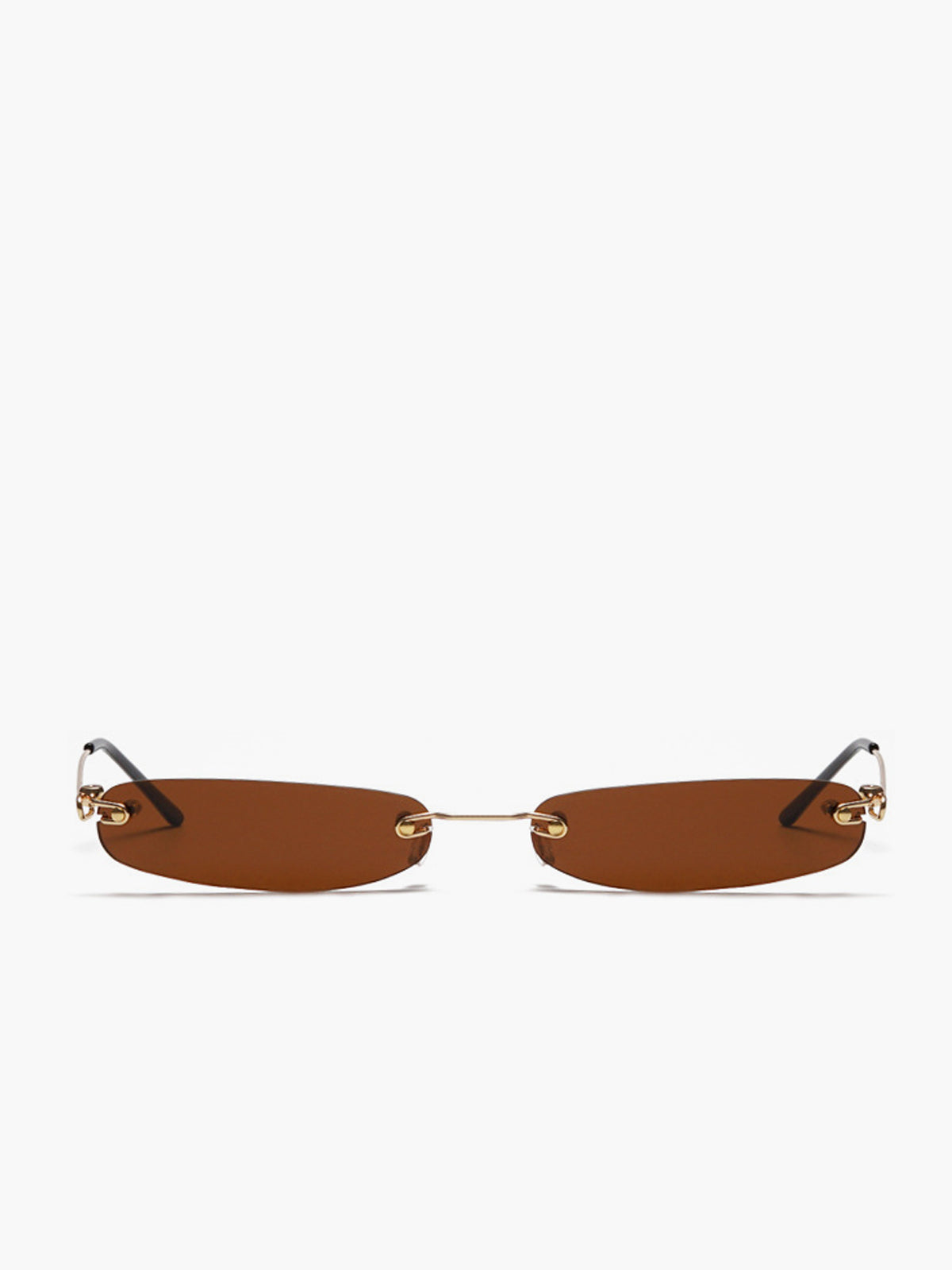 Narrow Rimless Rectangular Sunglasses-Chicvia