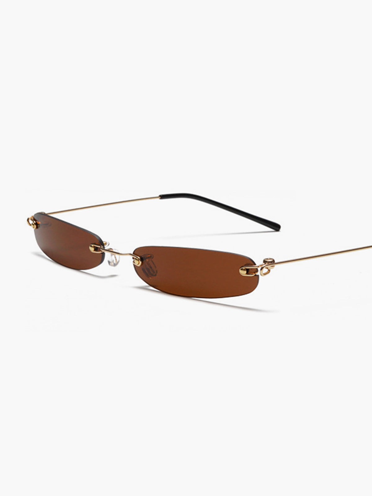 Narrow Rimless Rectangular Sunglasses-Chicvia