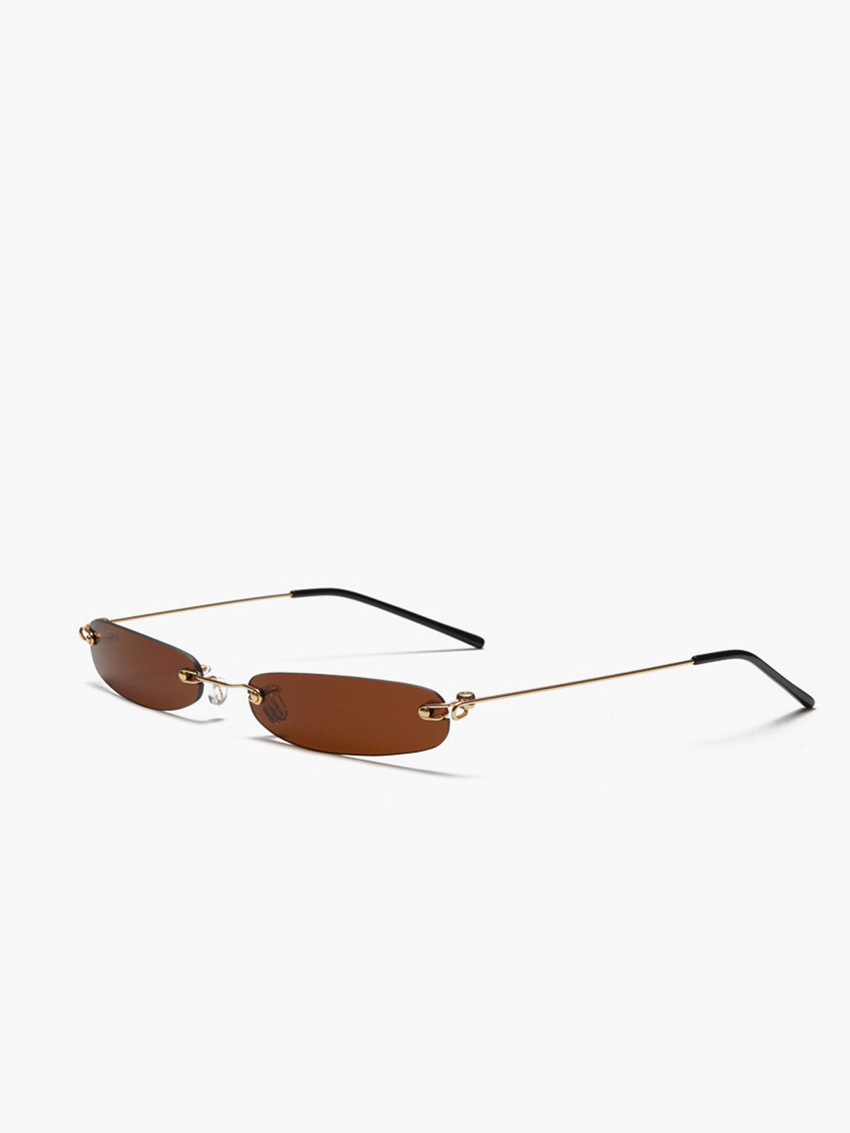 Narrow Rimless Rectangular Sunglasses-Chicvia