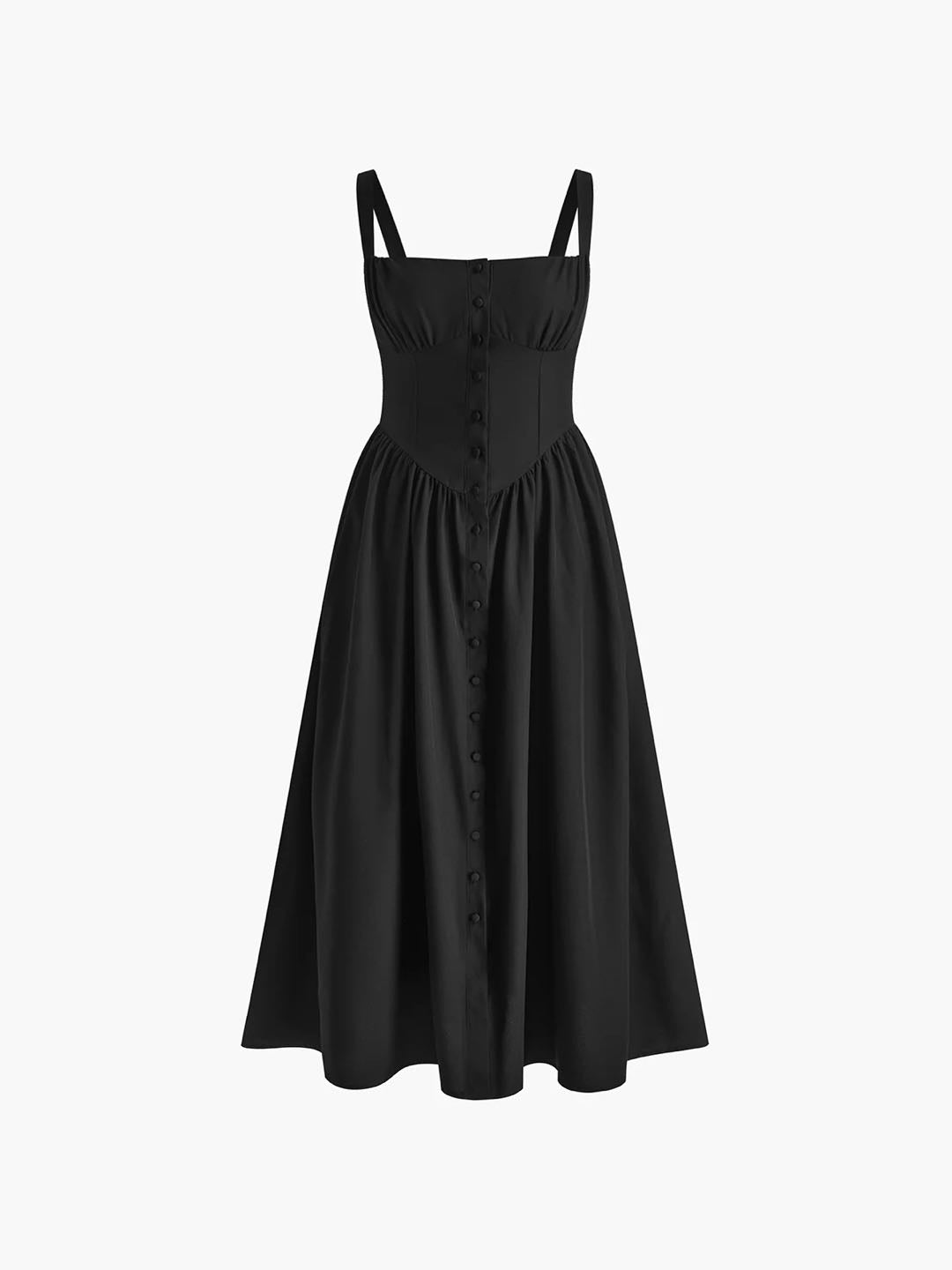 Elegant Sleeveless Square Neck Midi Dress-Chicvia