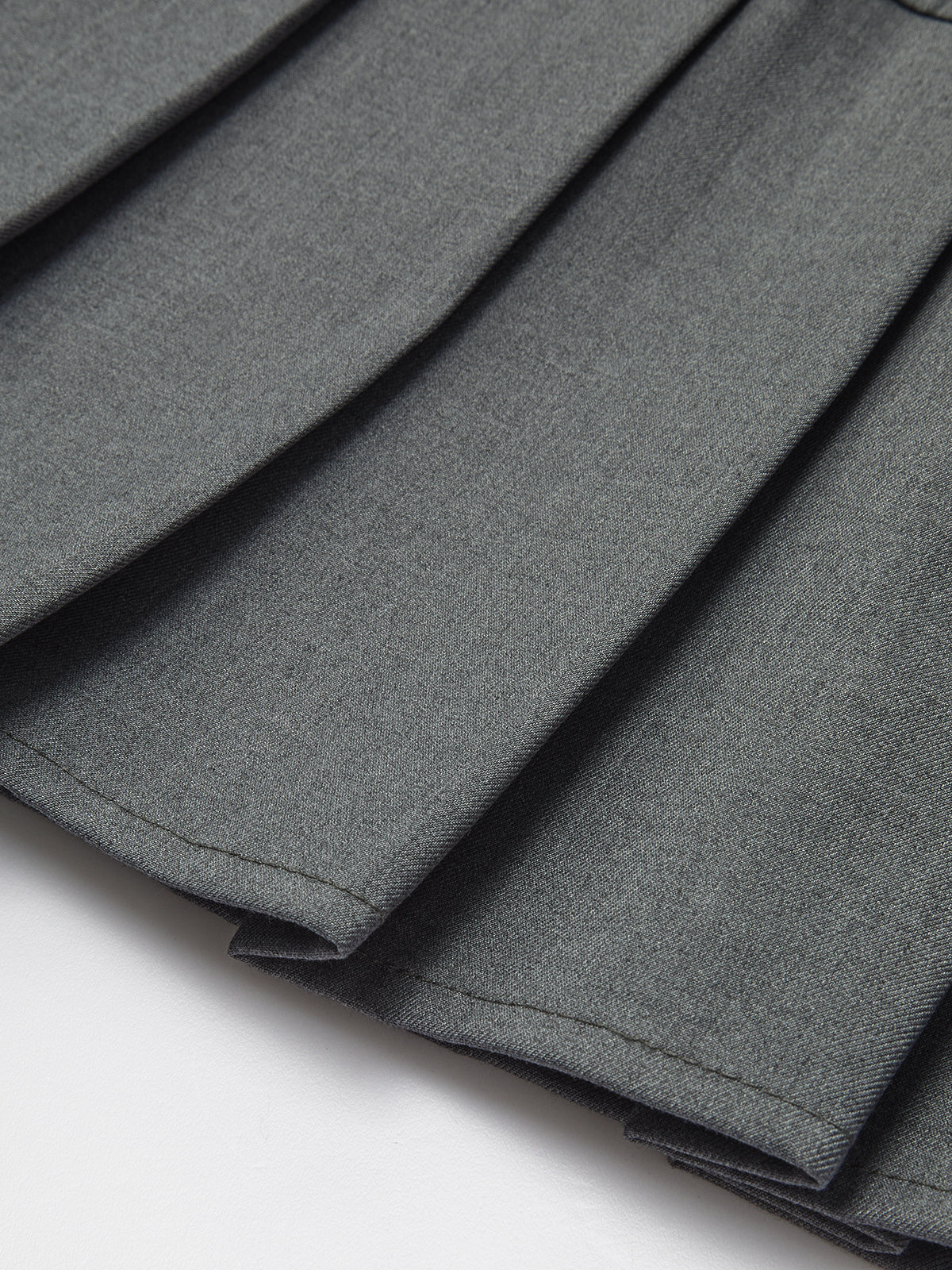 Crew Neck Pleated Zipper Plain Dress-Chicvia