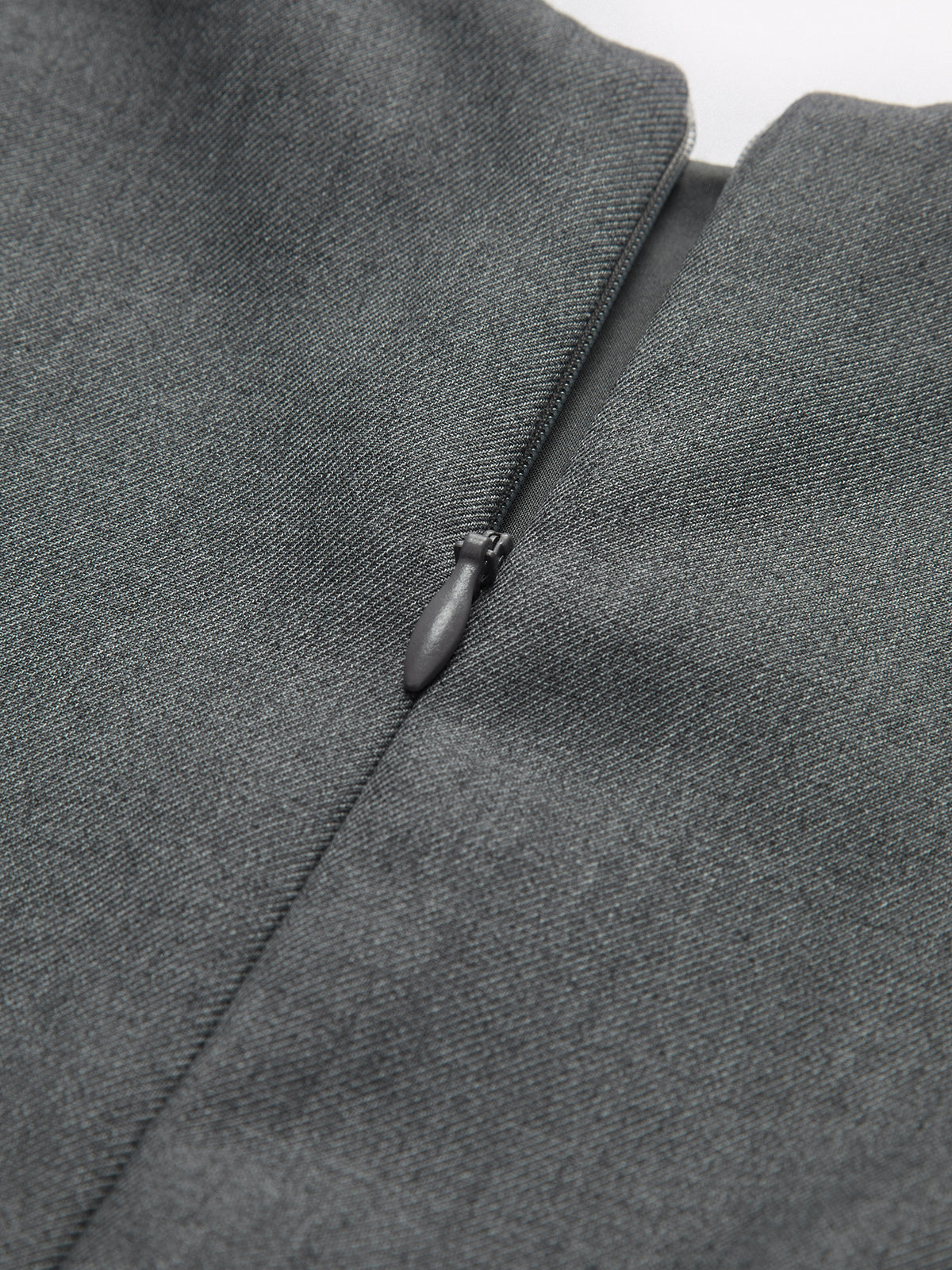 Crew Neck Pleated Zipper Plain Dress-Chicvia