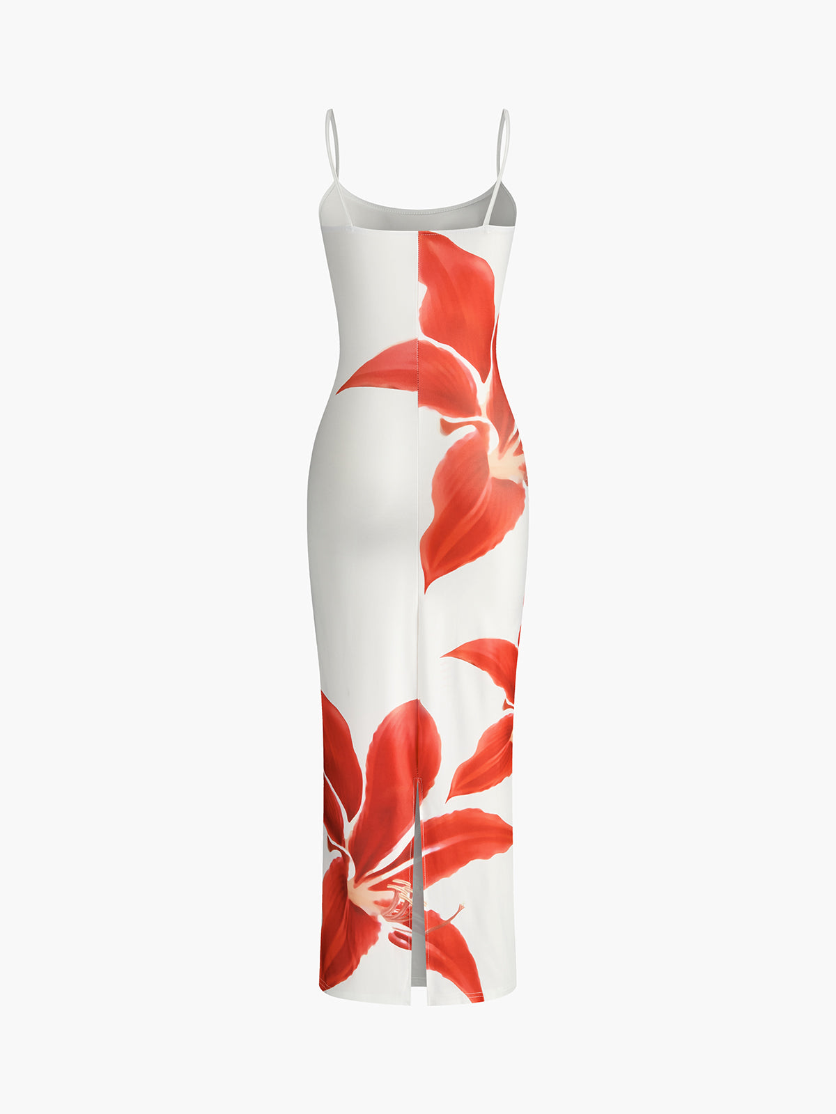 Floral Print Sleeveless Split Long Dress-Chicvia