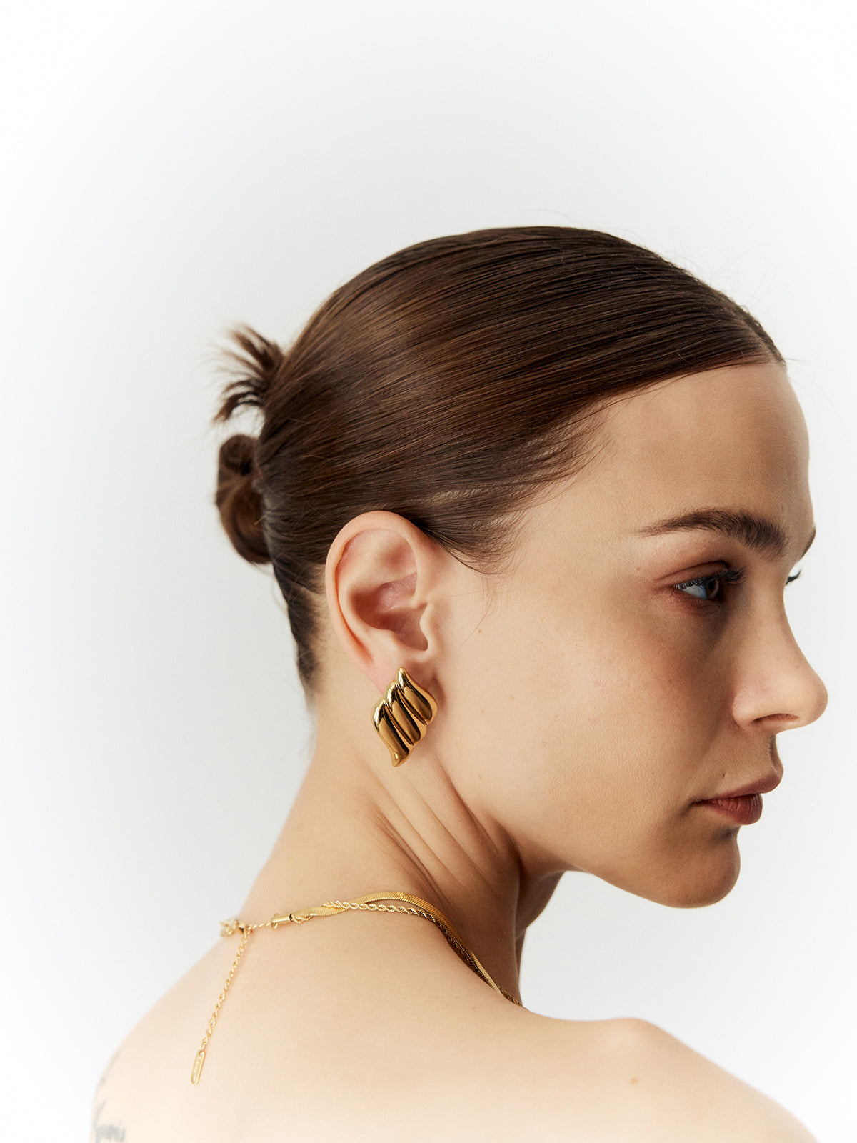 Metal Wind Geometry Three Layer Wing Earrings-Chicvia