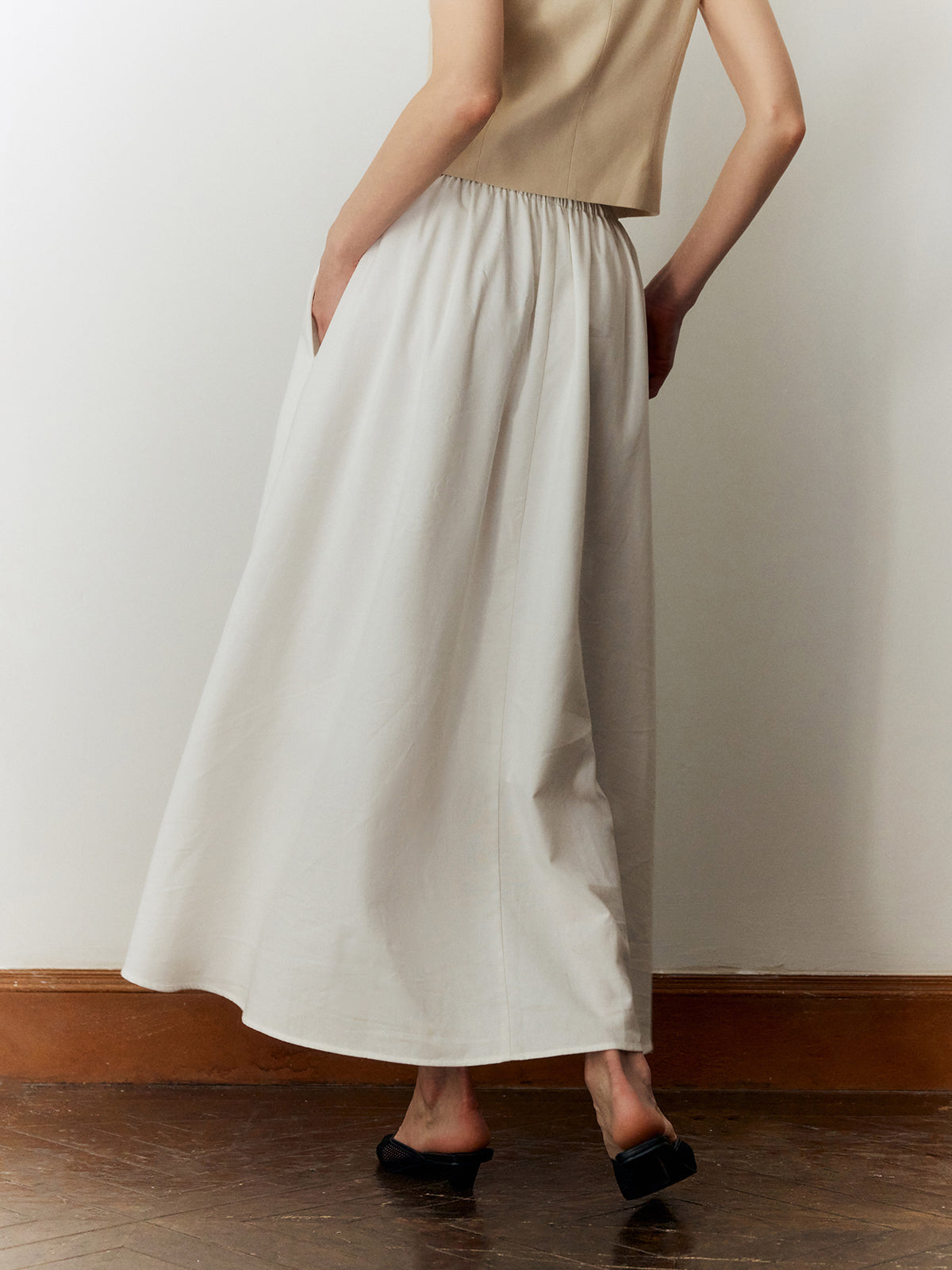 Cotton & Linen Maxi Skirt-Chicvia