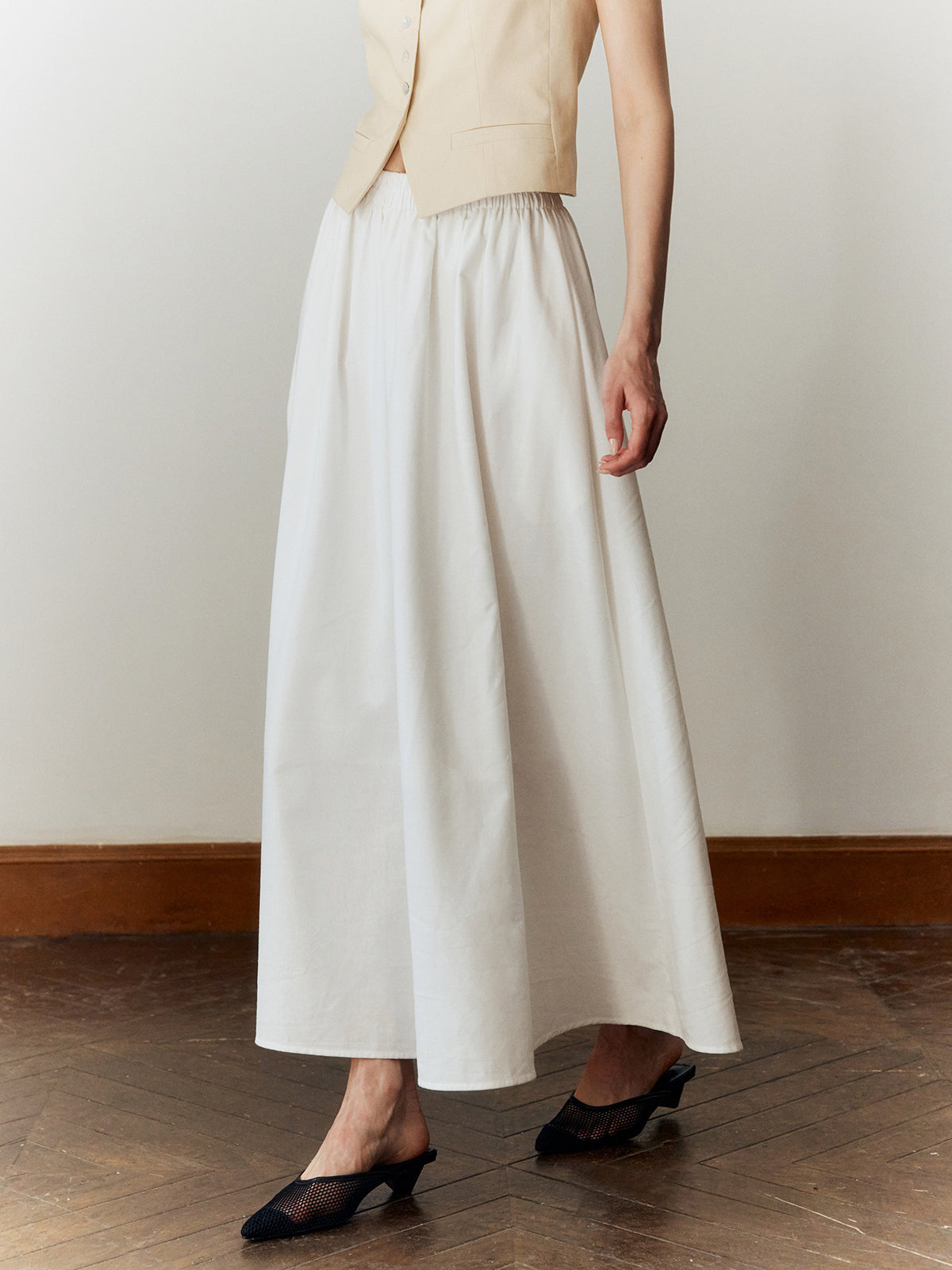 Cotton & Linen Maxi Skirt-Chicvia