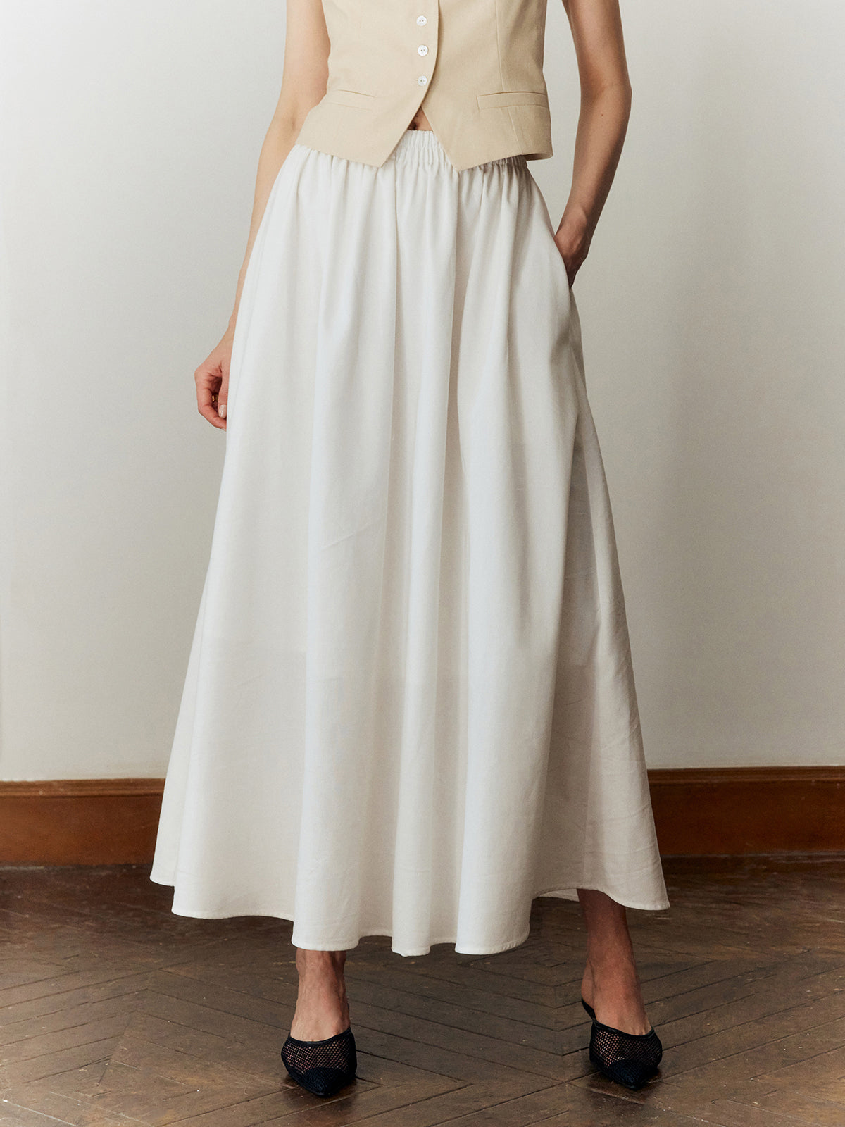 Cotton & Linen Maxi Skirt-Chicvia