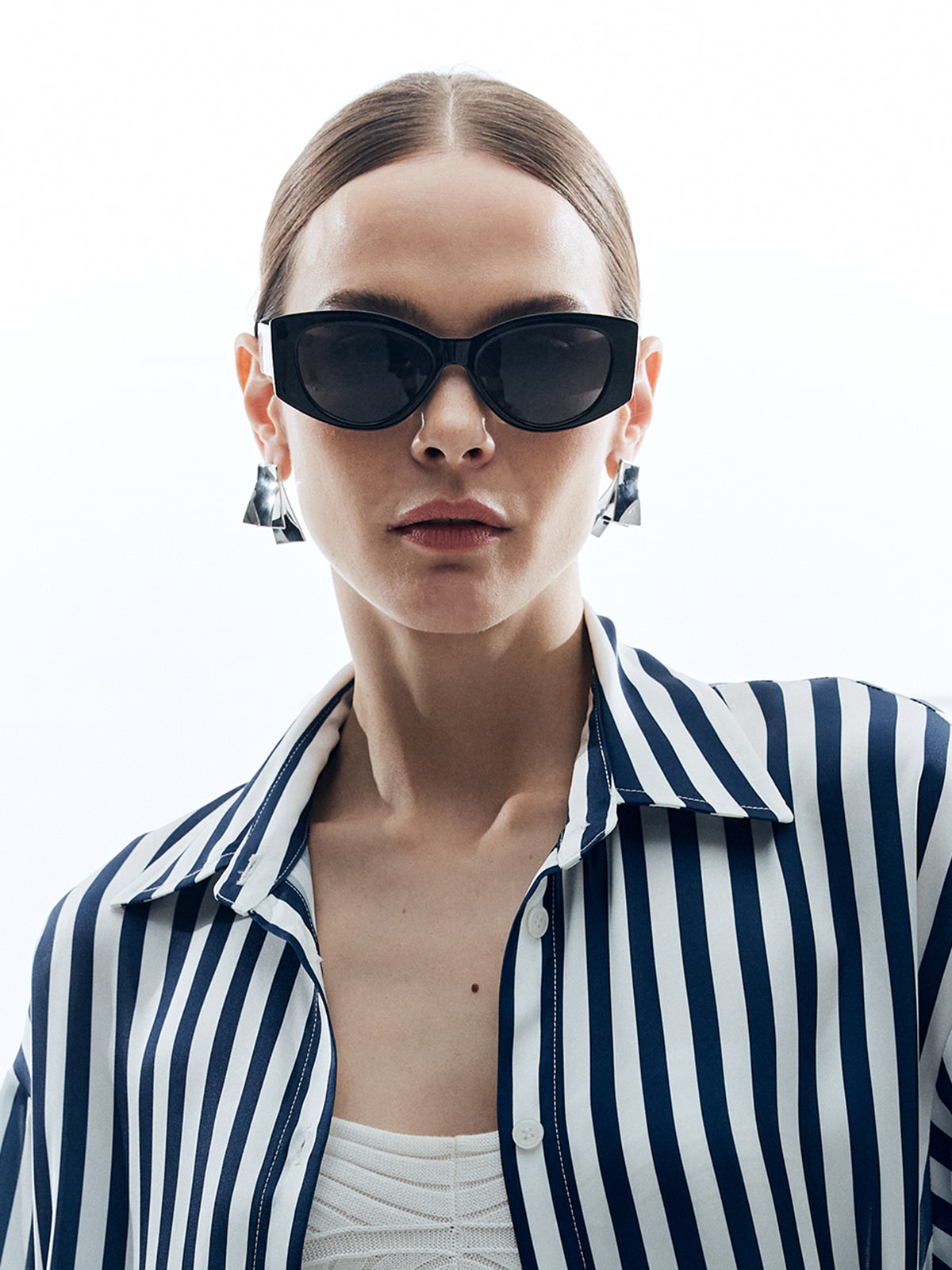 Large Frame Cat Eye Vintage Sunglasses-Chicvia