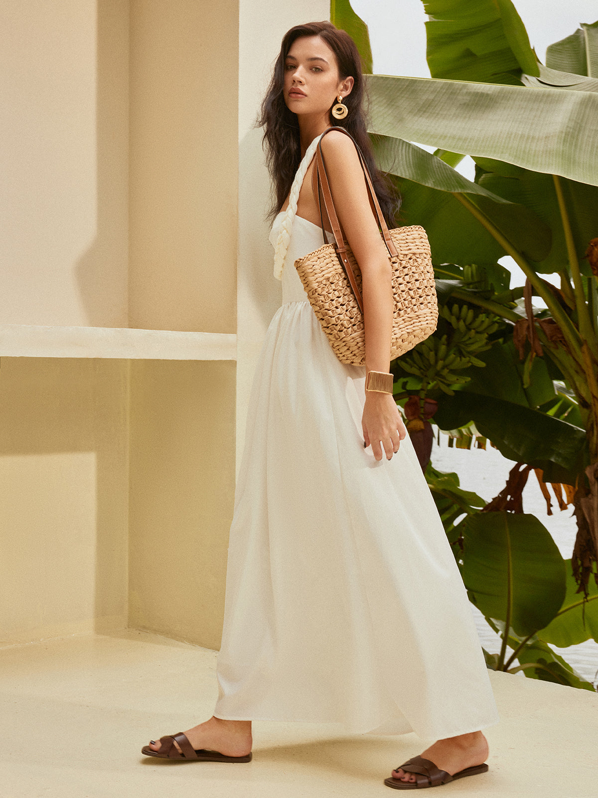 Halter Cutout Backless Dress-Chicvia