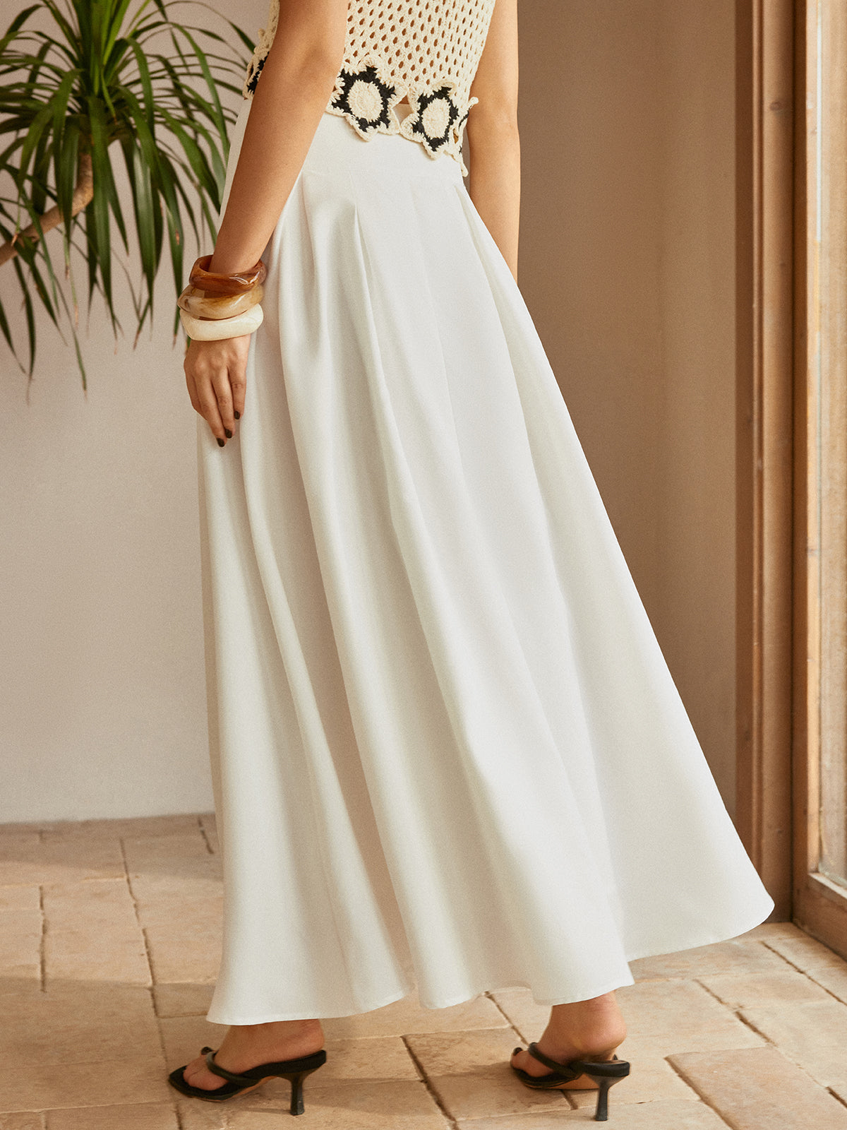 Oversized Button Ruched Pockets Skirt-Chicvia