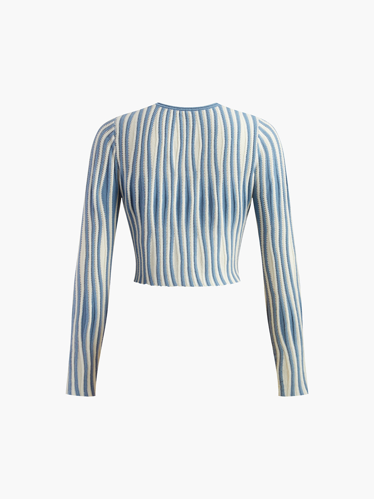 Pinstripe Lace Up Knit Cardigan-Chicvia