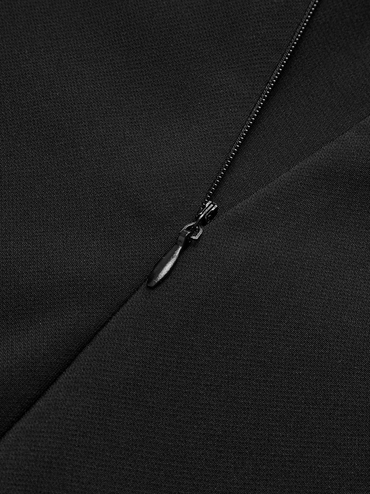 Contrast Trim Knotted Zipper Dress-Chicvia