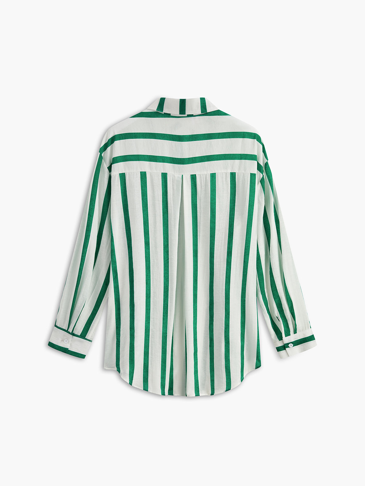 Oversized Cotton & Linen Stripe Shirt-Chicvia