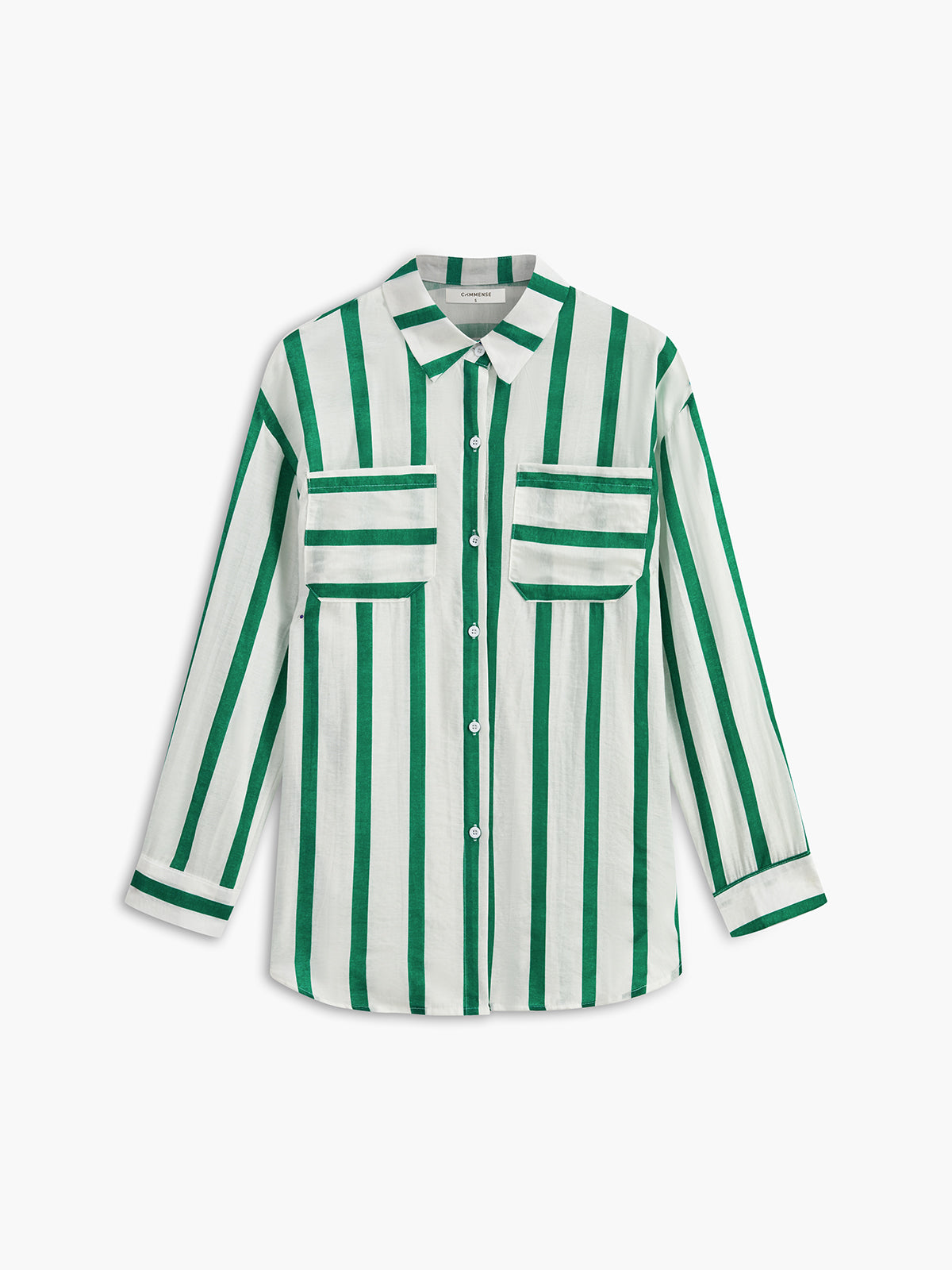 Oversized Cotton & Linen Stripe Shirt-Chicvia