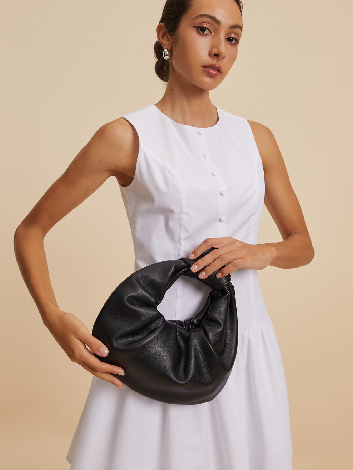Crescent Knotted Ruched Bag-Chicvia