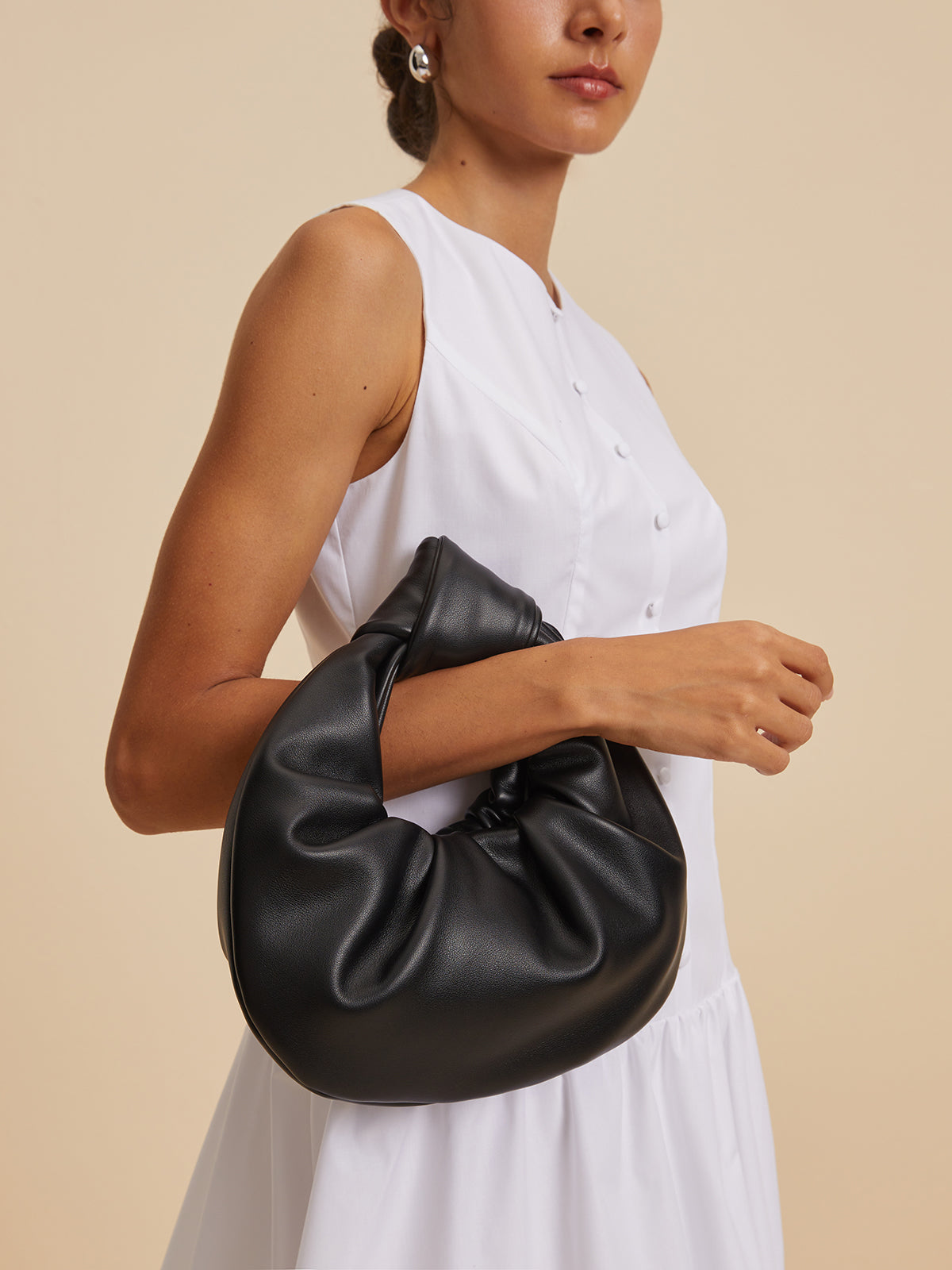 Crescent Knotted Ruched Bag-Chicvia