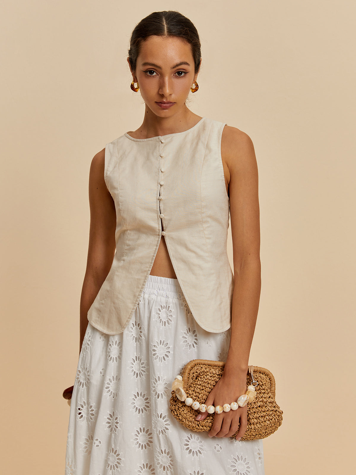 Cotton & Linen Casual Vest-Chicvia