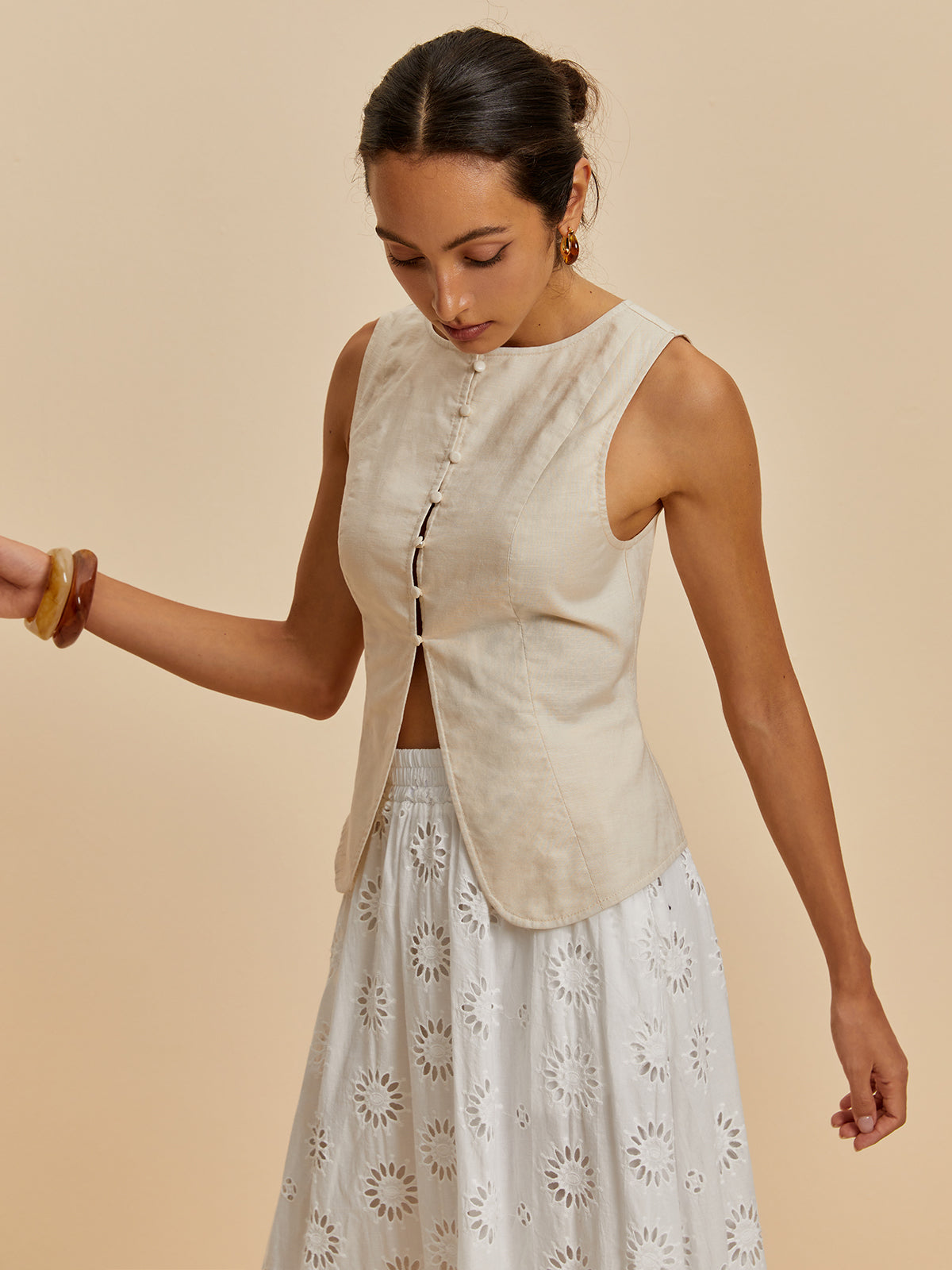 Cotton & Linen Casual Vest-Chicvia