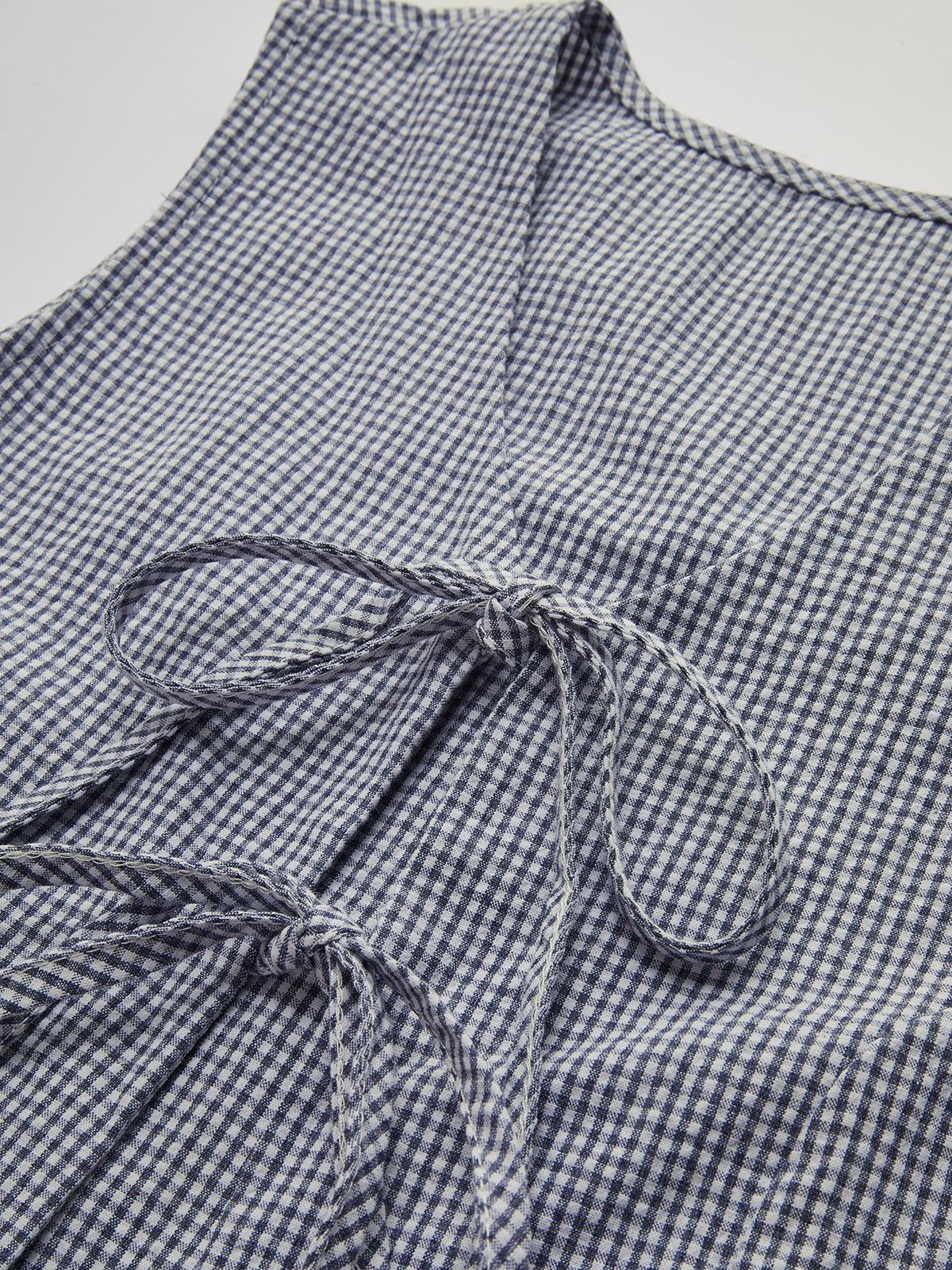 Plaid Knotted V-Neck Vest-Chicvia