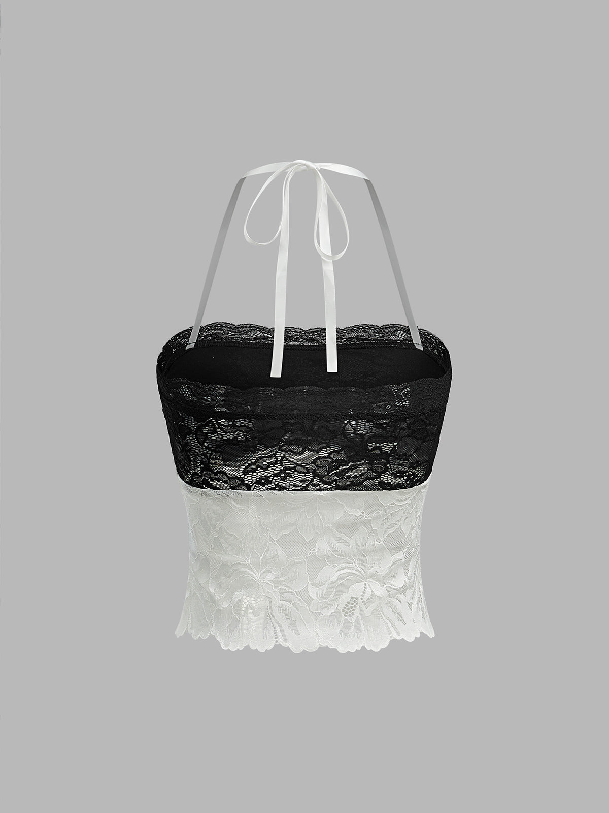 Colorblock Lace Halter Top-Chicvia