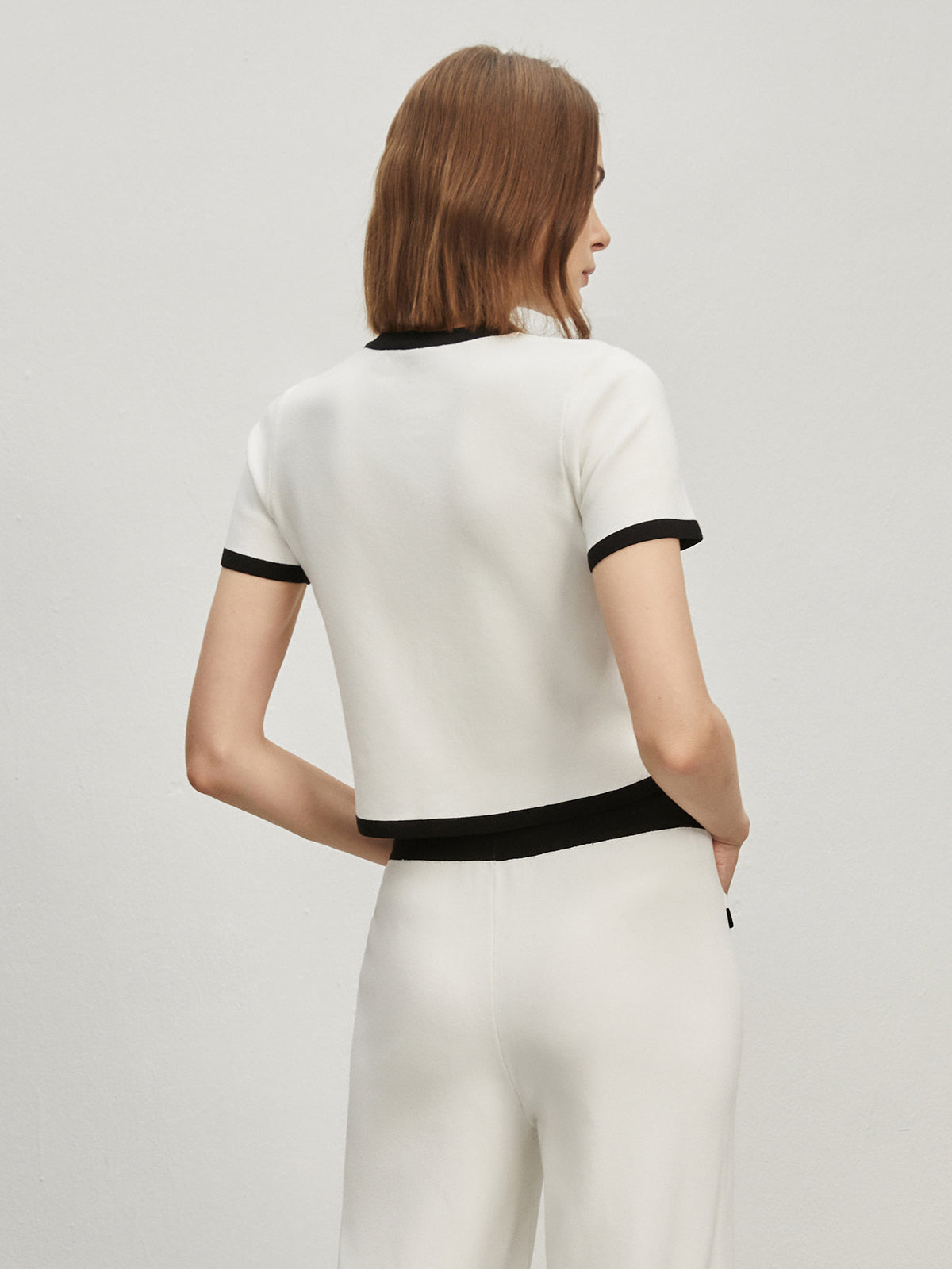 Contrast Trim Pockets Cardigan-Chicvia