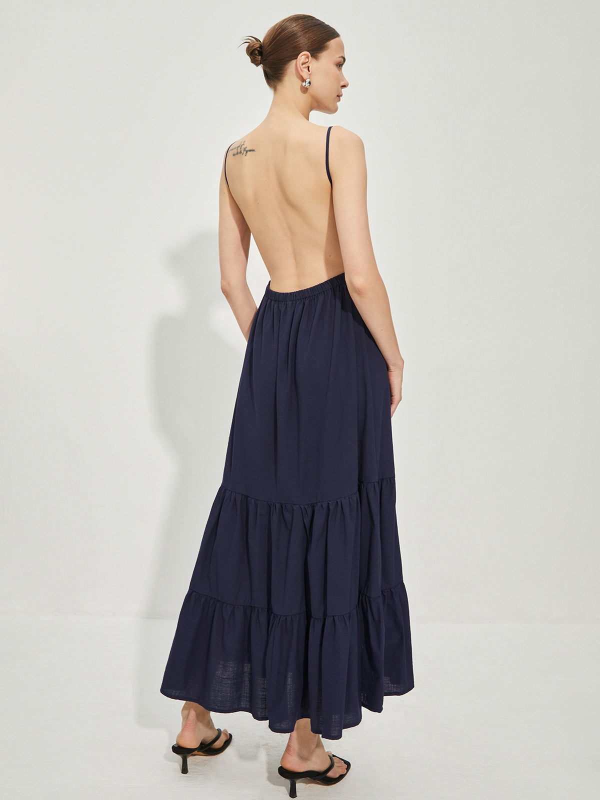 Cotton Backless Cami Dress-Chicvia